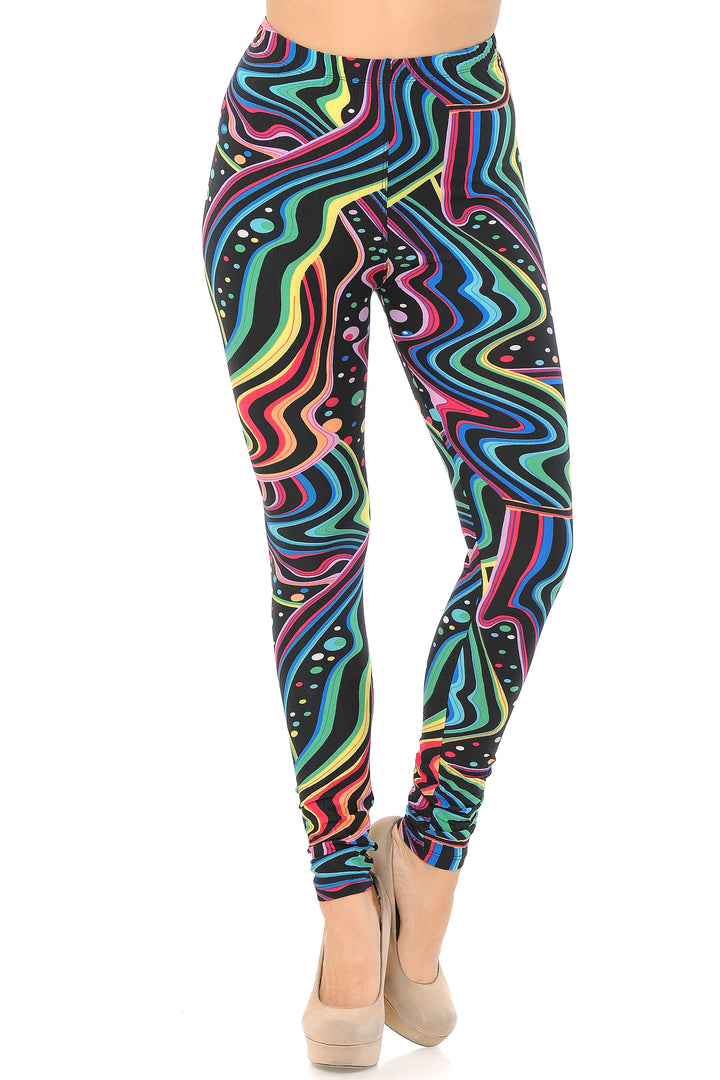 Wholesale Buttery Smooth Rainbow Confetti Extra Plus Size Leggings - 3X-5X