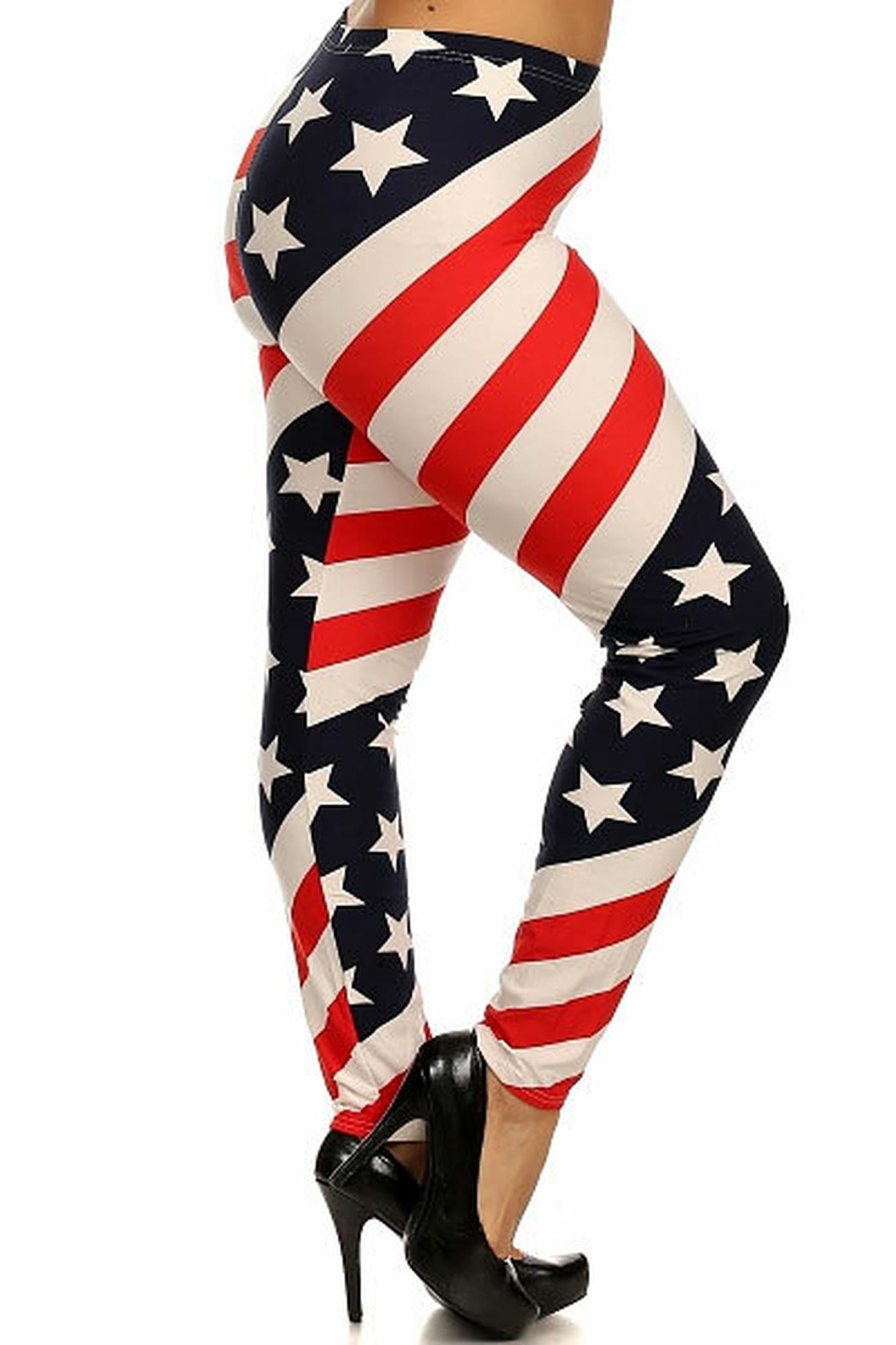 Wholesale Spiral USA Flag Plus Size Leggings