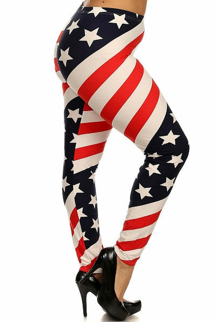 Wholesale Spiral USA Flag Plus Size Leggings