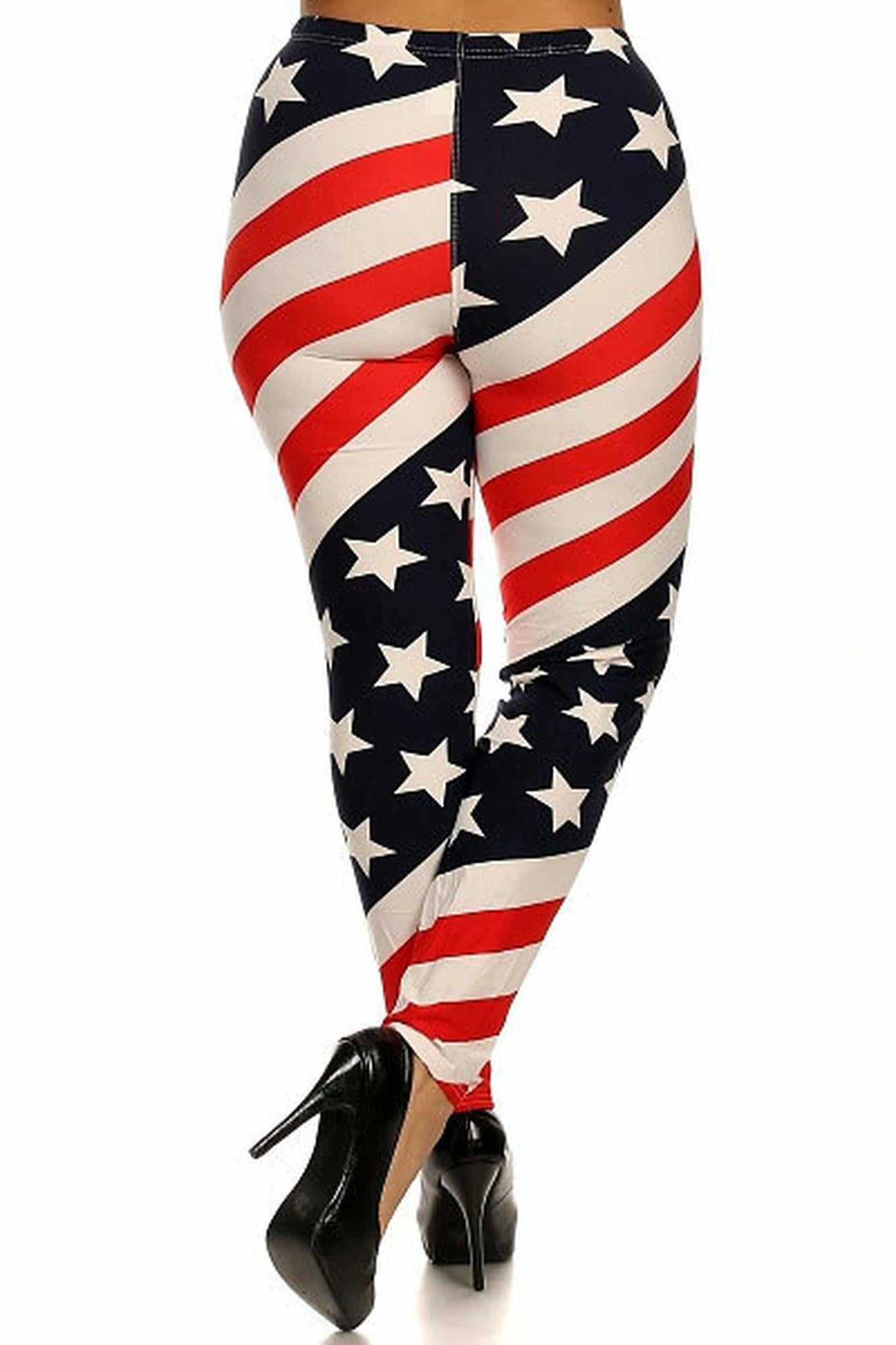 Wholesale Spiral USA Flag Plus Size Leggings