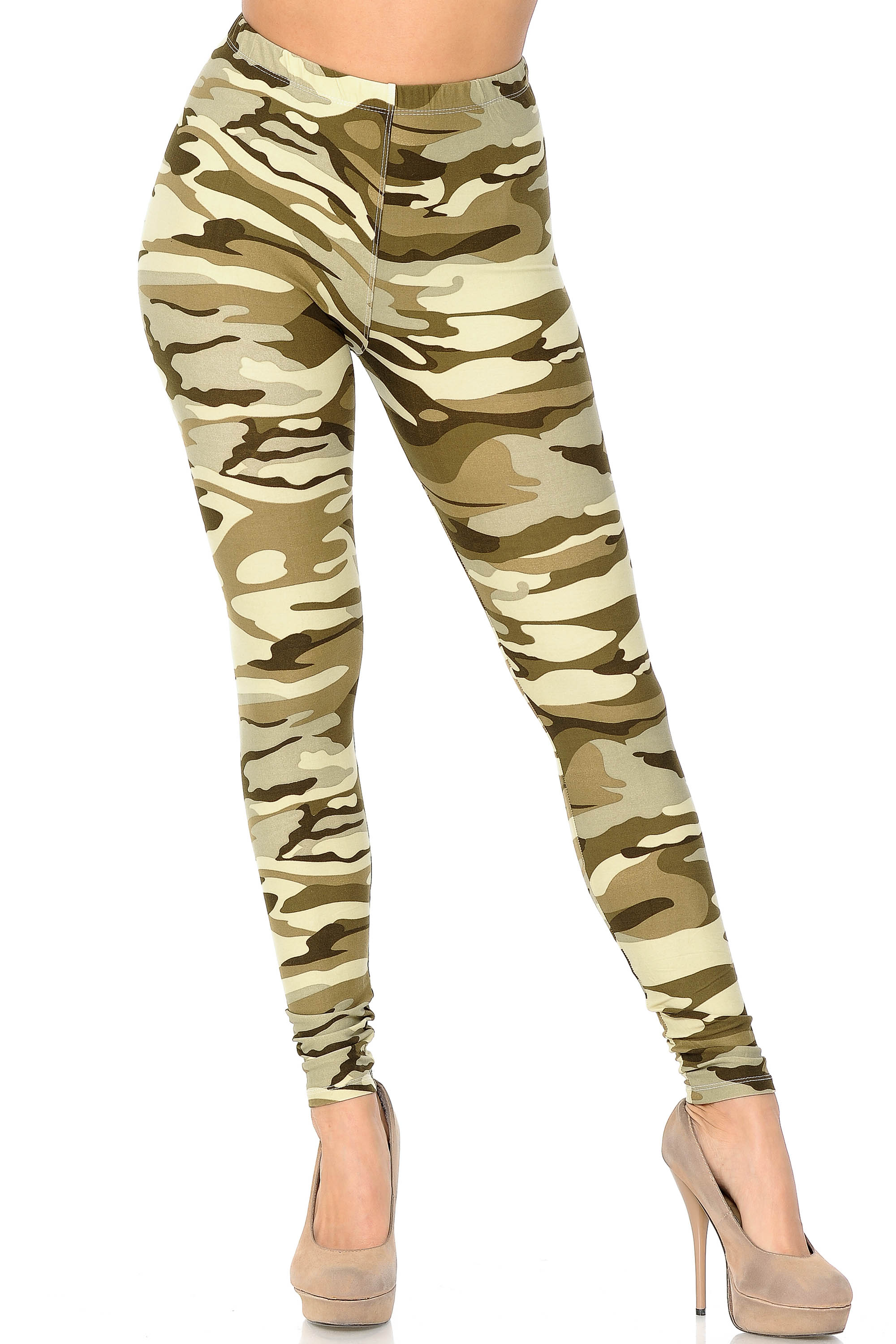 Wholesale Buttery Smooth Light Olive Camouflage Leggings