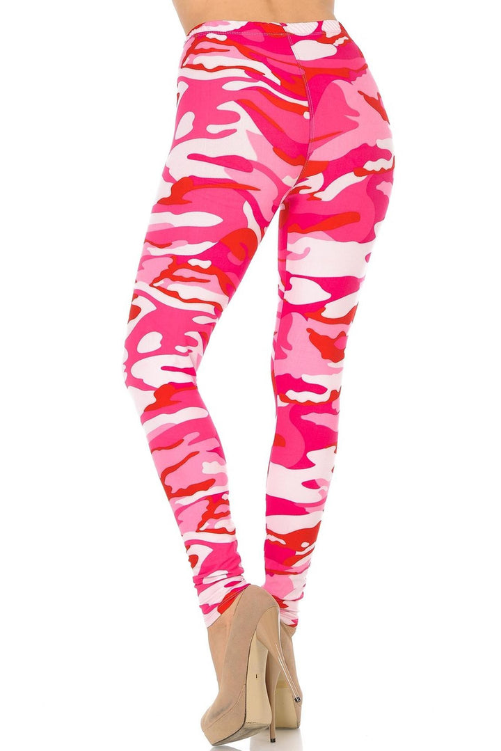 Wholesale Buttery Smooth Pink Camouflage Leggings - EEVEE