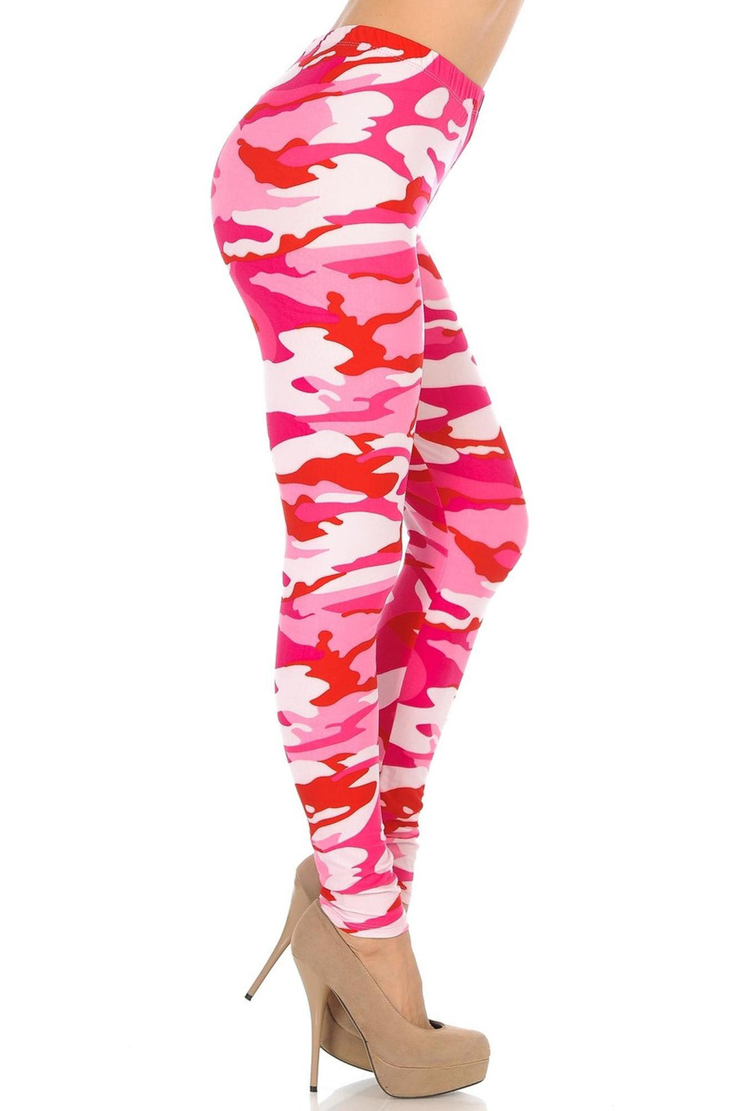 Wholesale Buttery Smooth Pink Camouflage Leggings - EEVEE