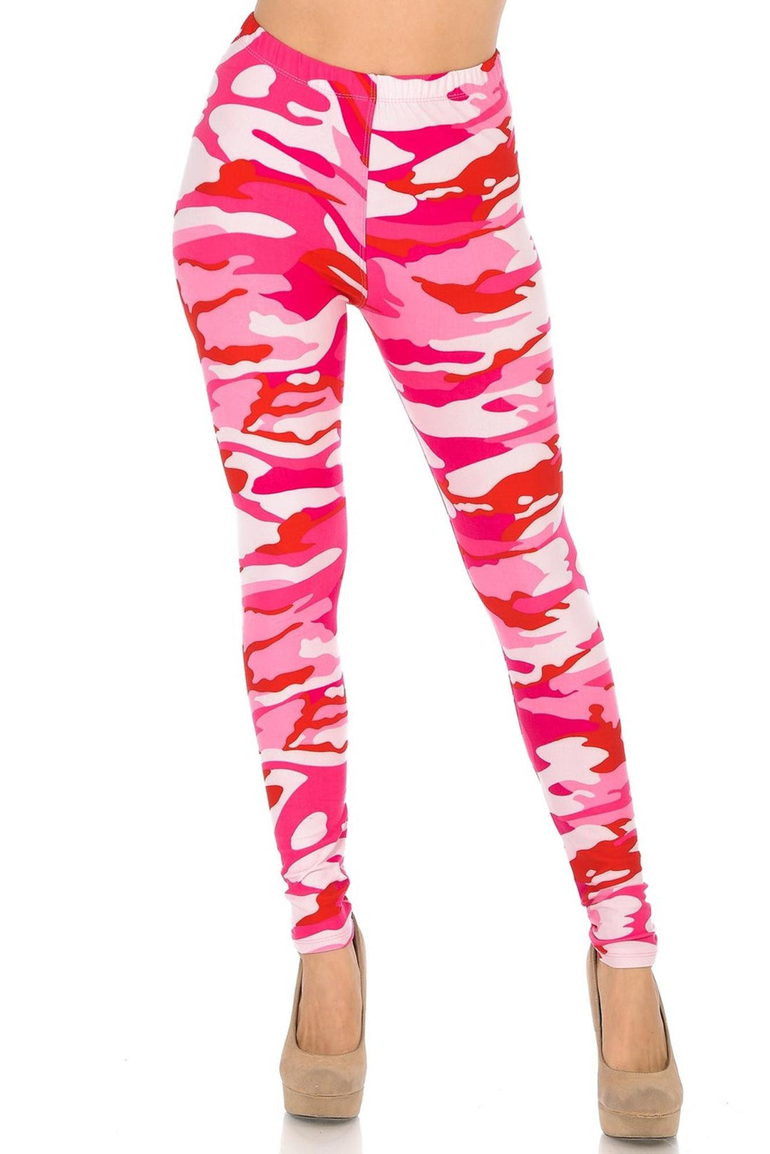 Wholesale Buttery Smooth Pink Camouflage Leggings - EEVEE