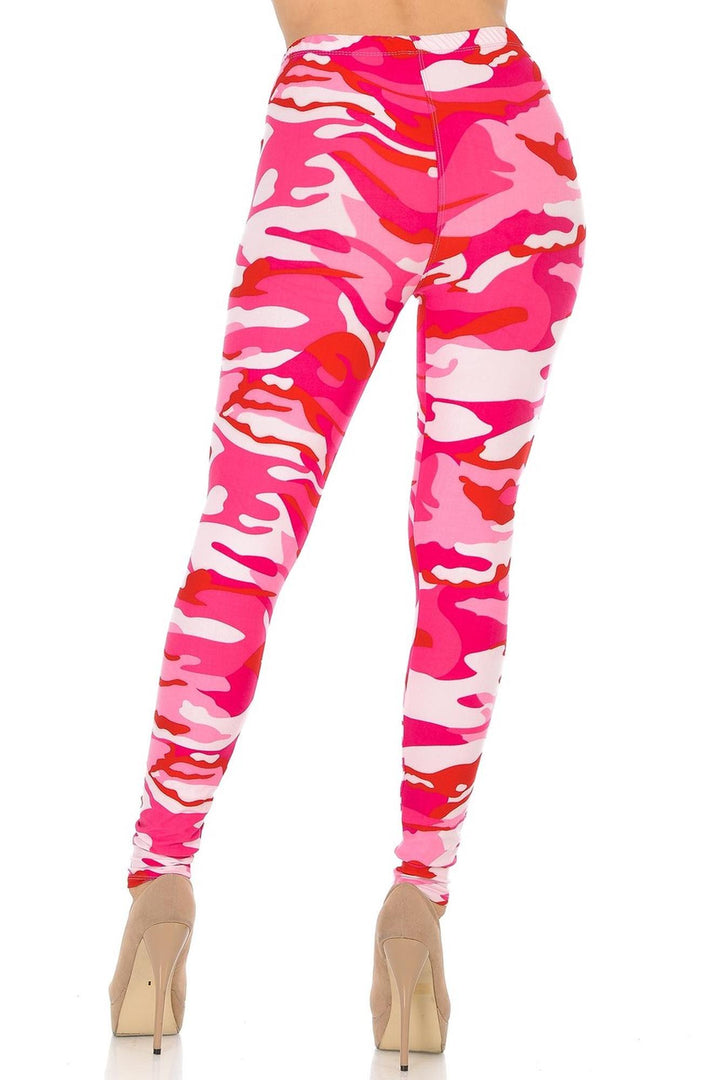 Wholesale Buttery Smooth Pink Camouflage Leggings - EEVEE