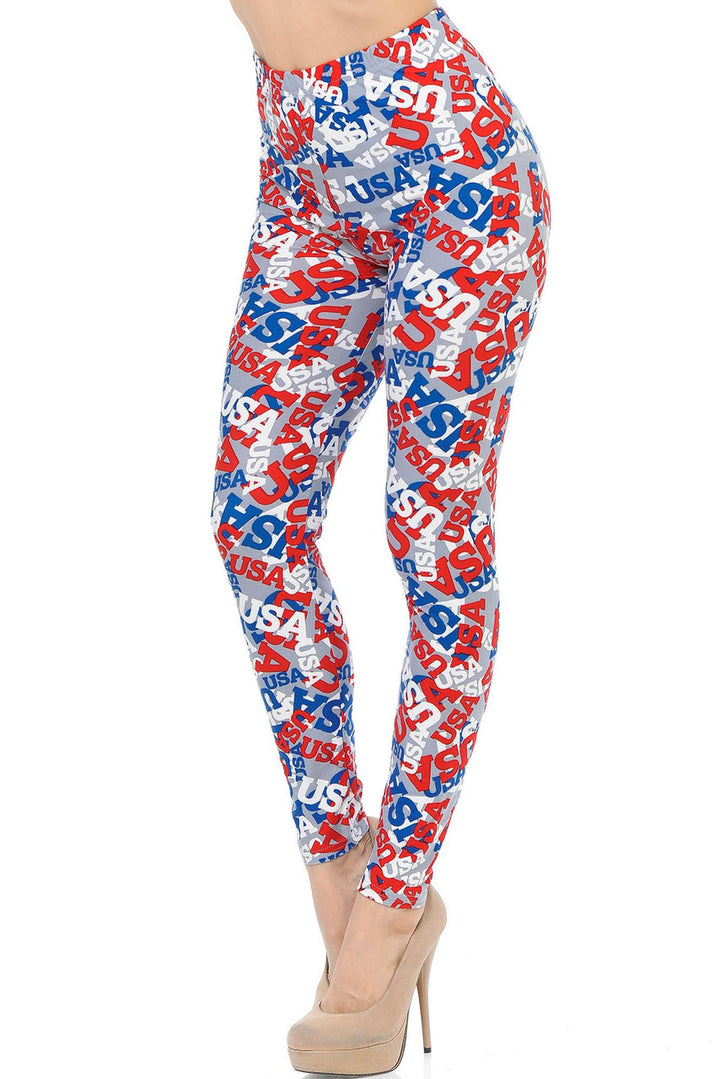 Wholesale Buttery Smooth All Over USA Leggings