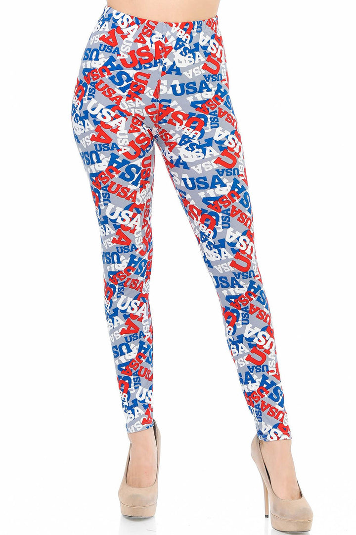 Wholesale Buttery Smooth All Over USA Leggings