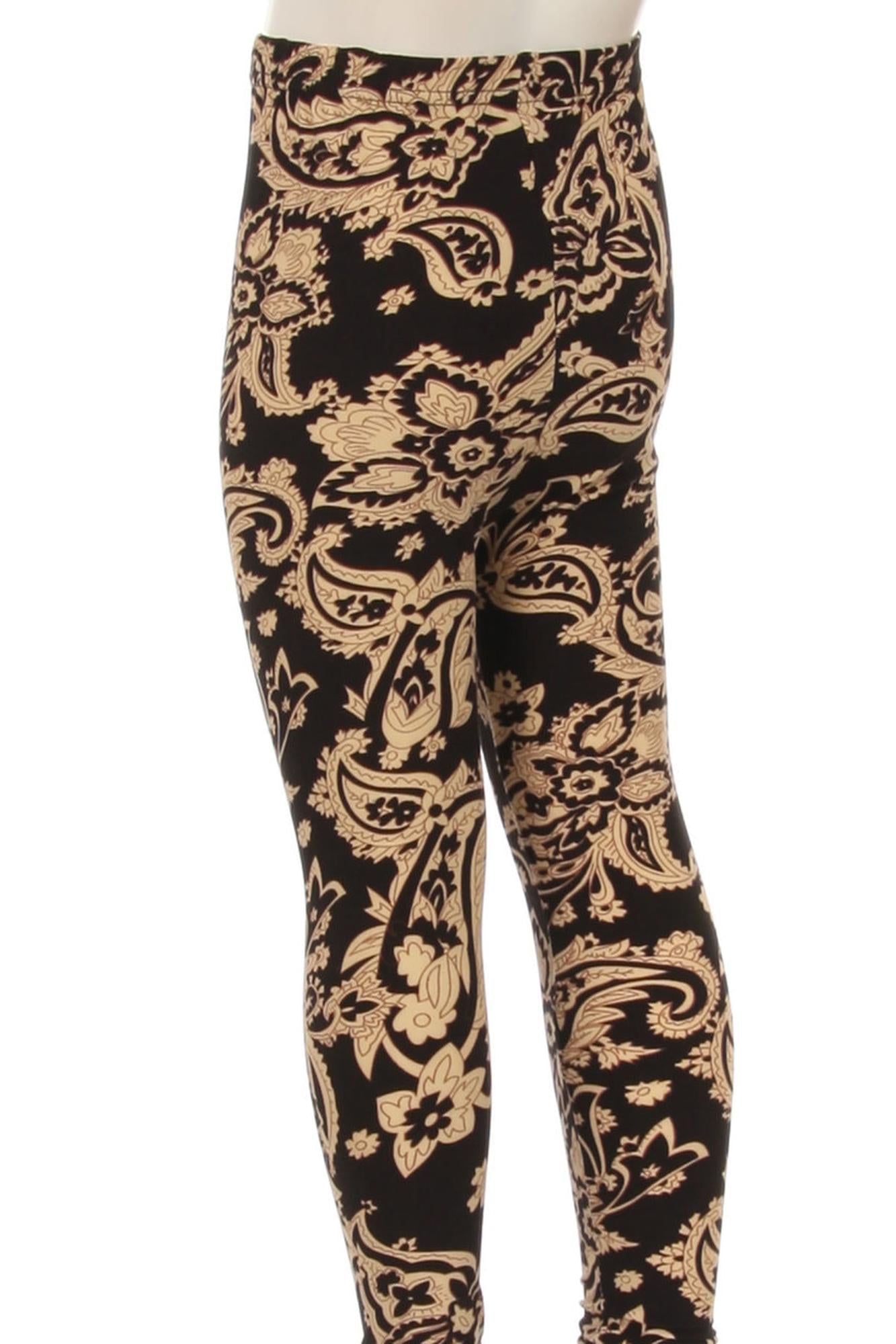 Wholesale Buttery Soft Sandstone Paisley Kids Leggings