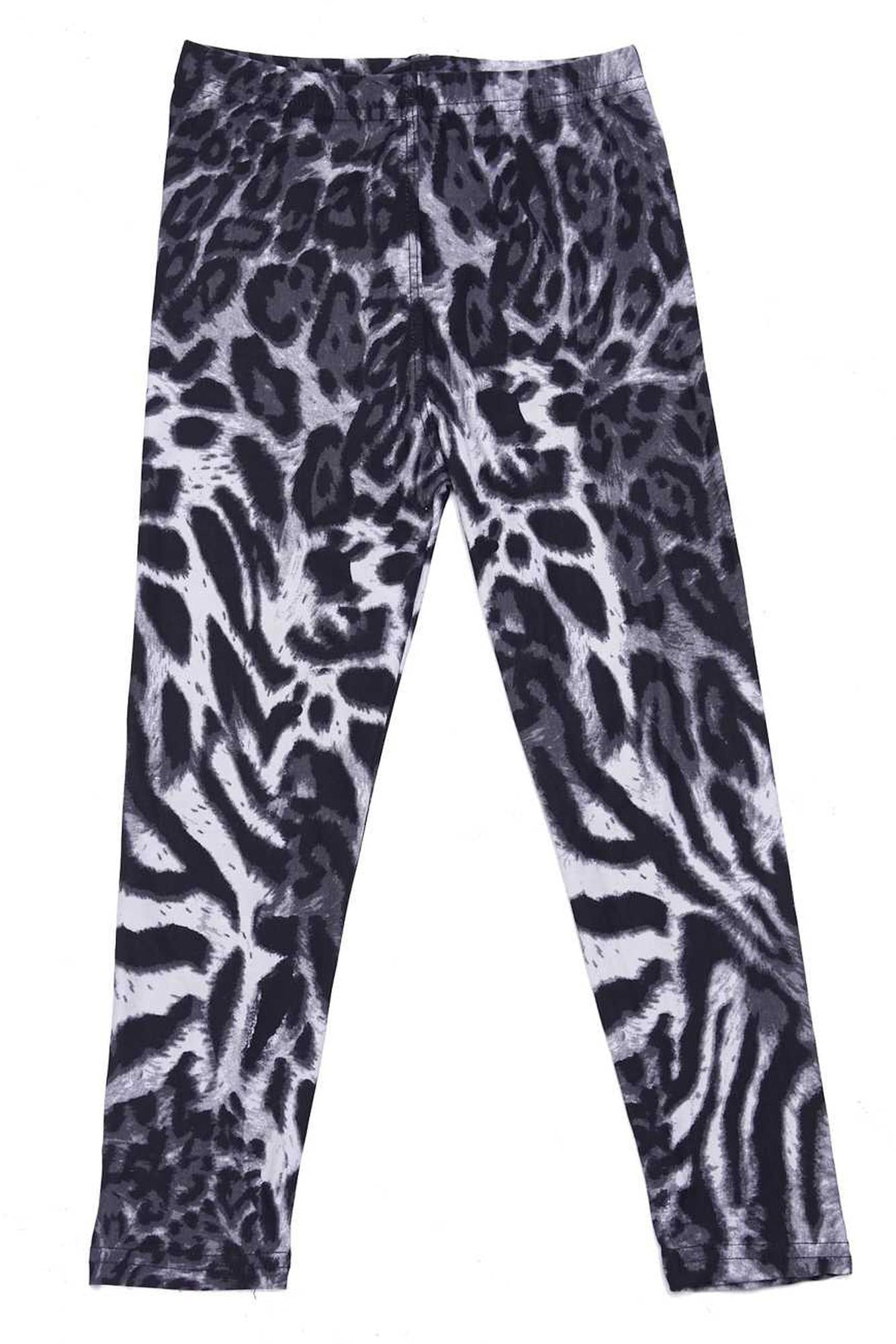 Wholesale Buttery Soft Black and White Siberian Tiger Kids Leggings