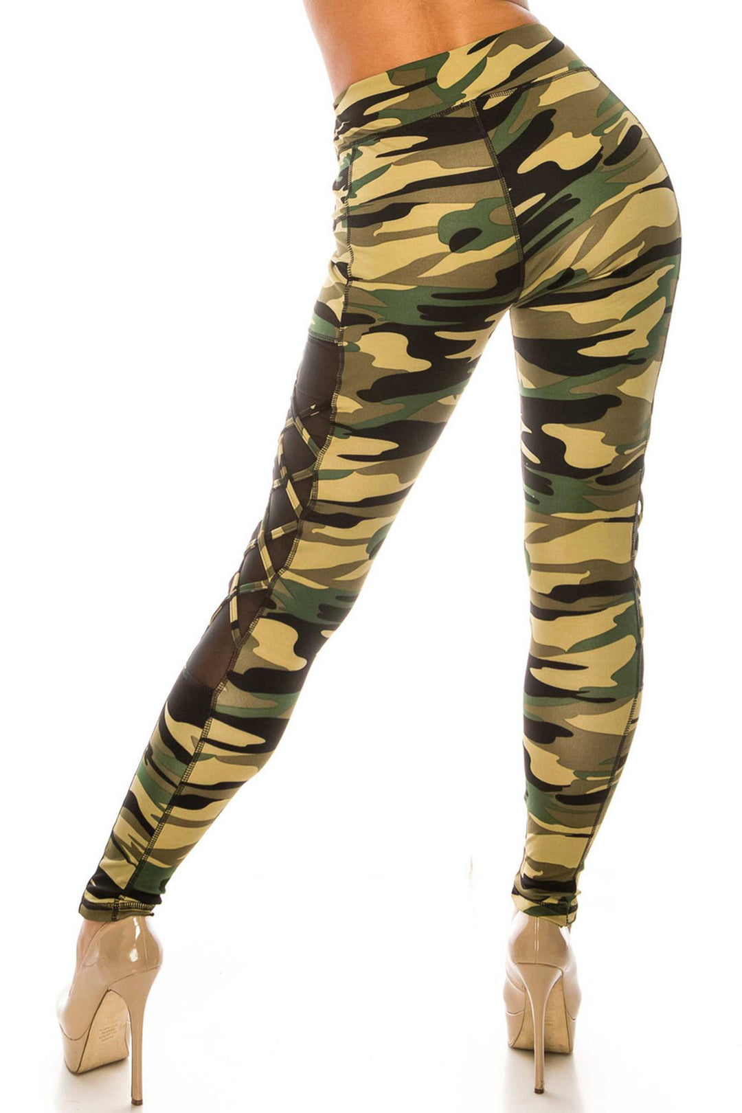 Wholesale Camouflage Crisscross Mesh Sport Leggings