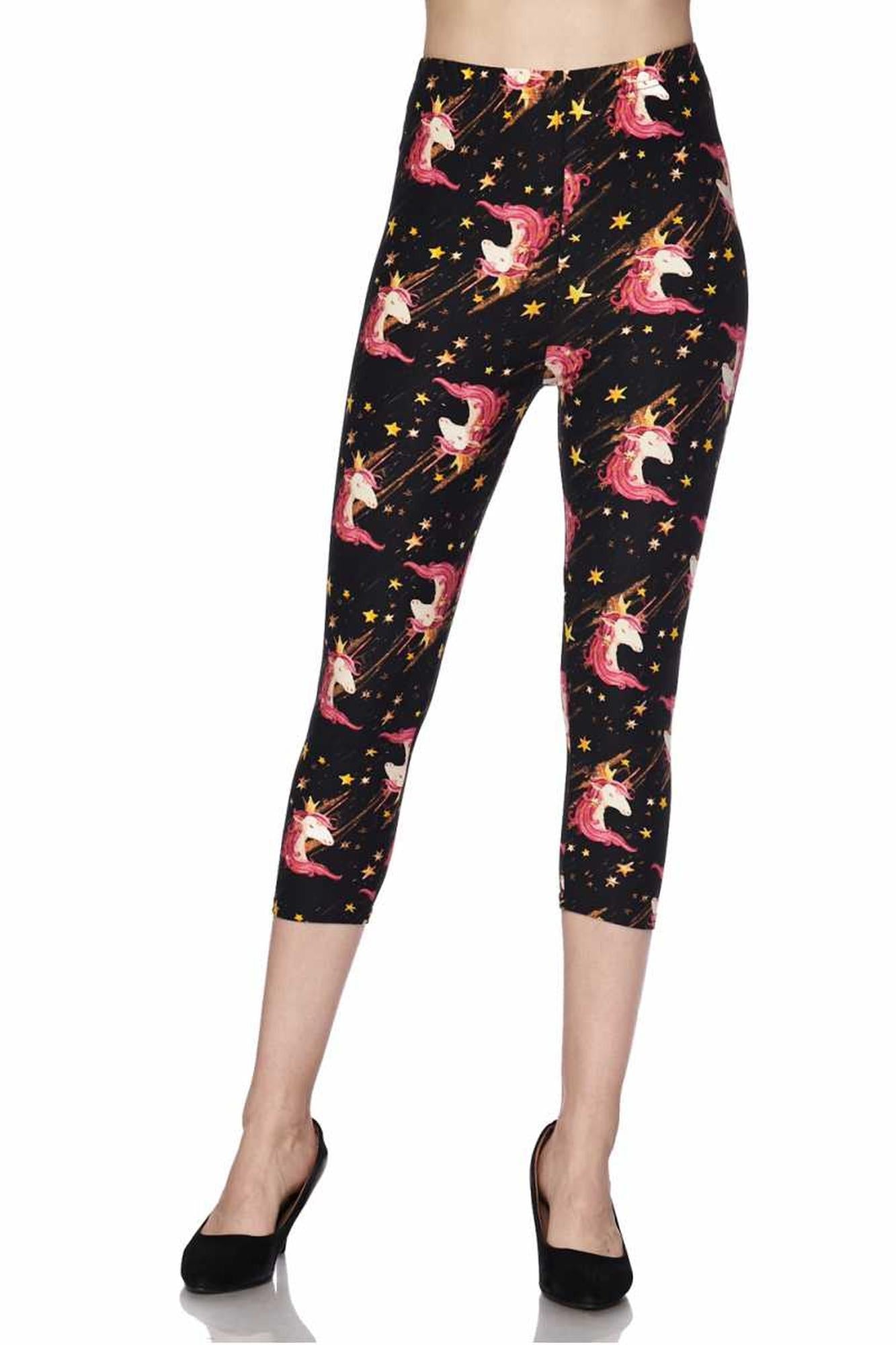 Wholesale Buttery Smooth Twinkle Unicorn Plus Size Capris