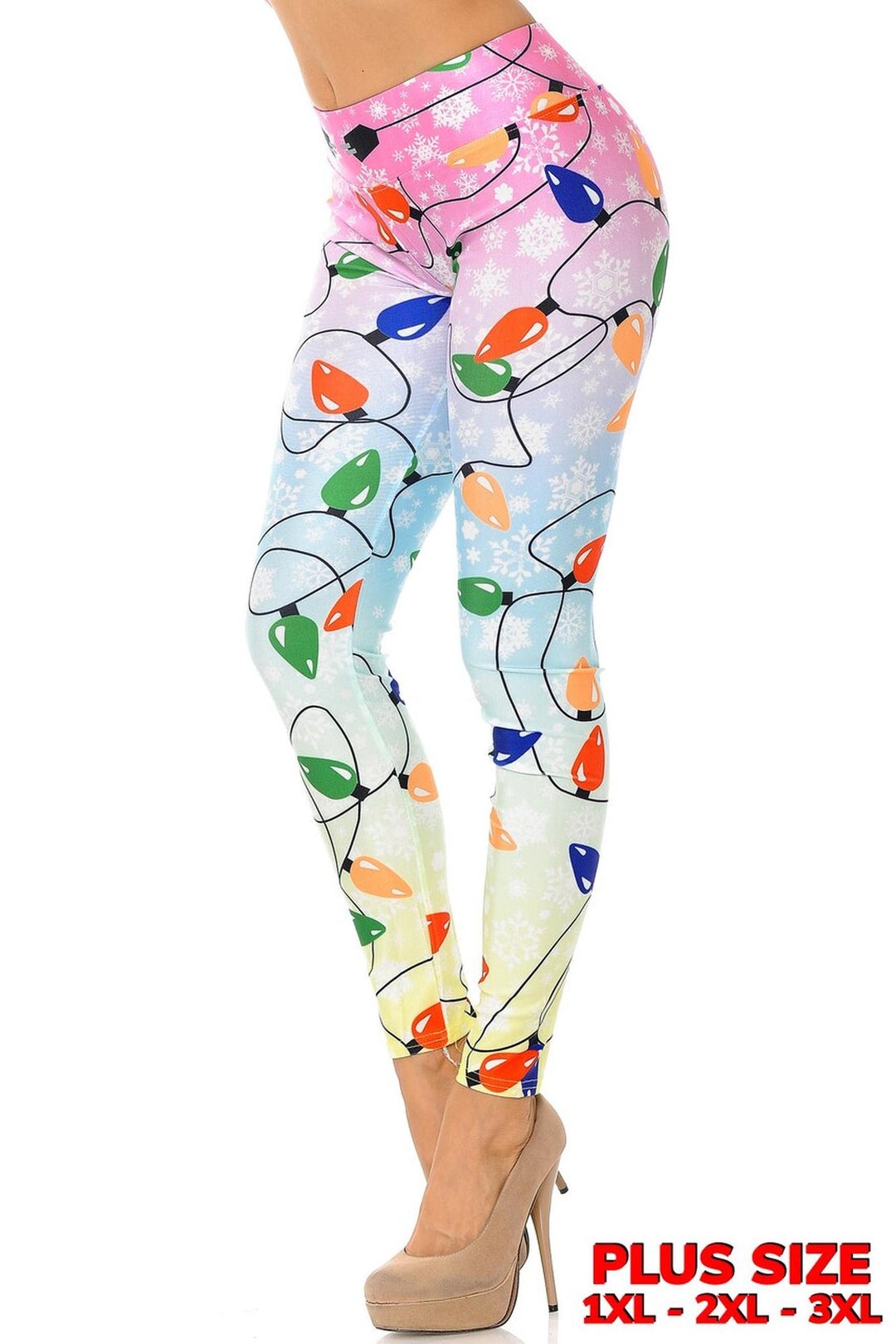 Wholesale Ombre Christmas Lights High Waisted Plus Size Leggings