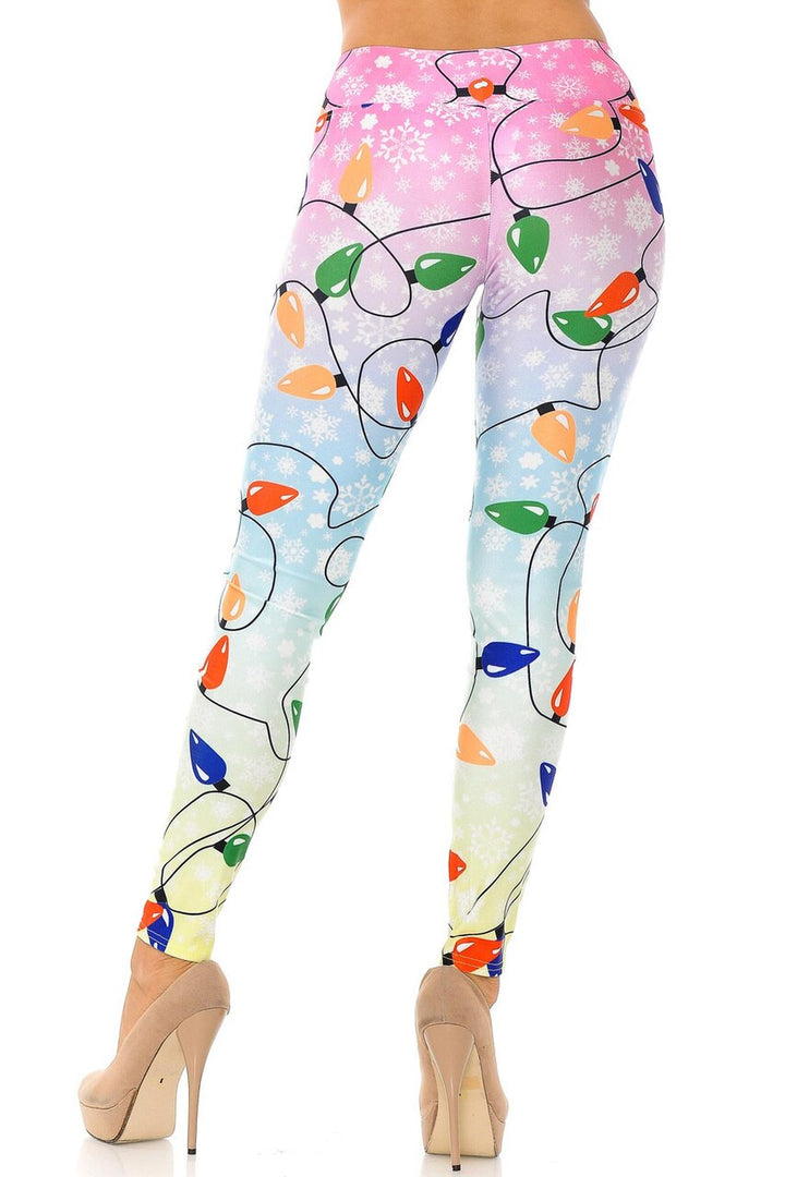 Wholesale Ombre Christmas Lights High Waisted Plus Size Leggings