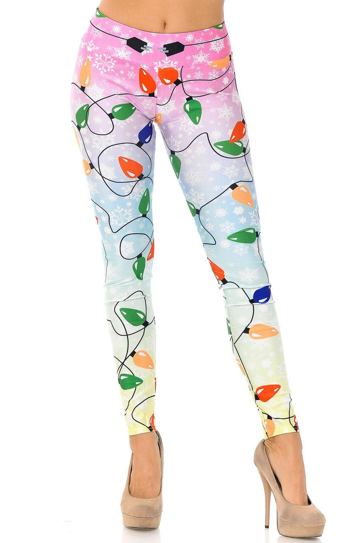 Wholesale Ombre Christmas Lights High Waisted Plus Size Leggings