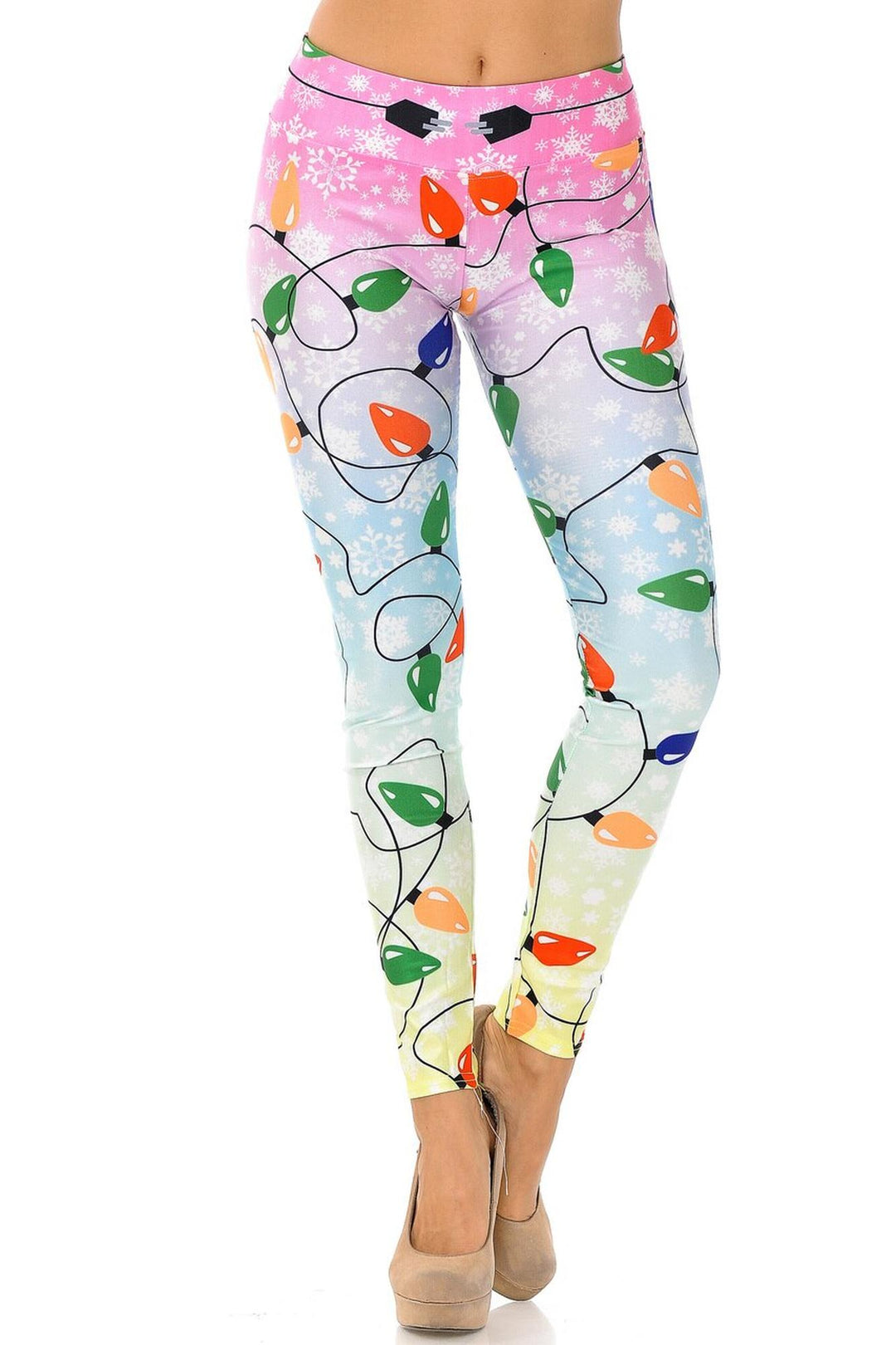 Wholesale Ombre Christmas Lights High Waisted Plus Size Leggings