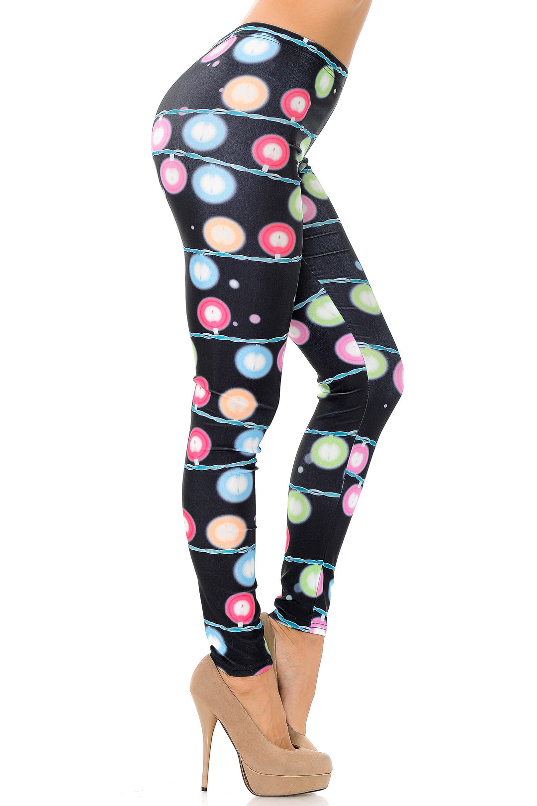 Wholesale Festive Holiday Lights Plus Size Leggings