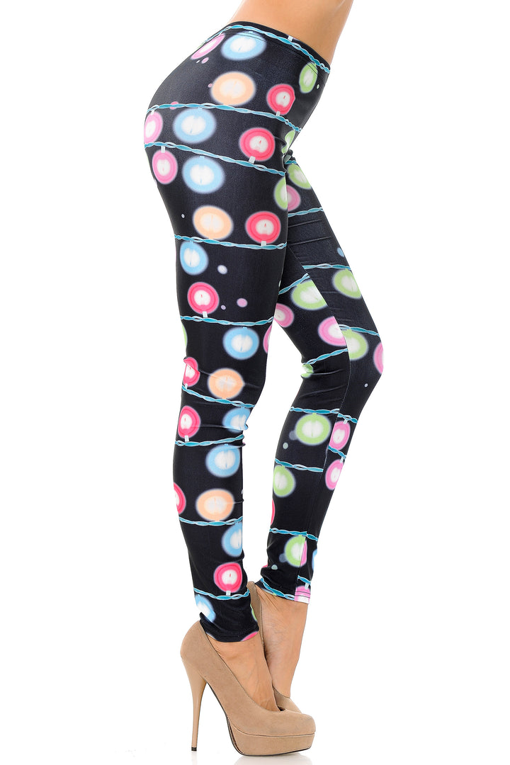 Wholesale Festive Holiday Lights Plus Size Leggings