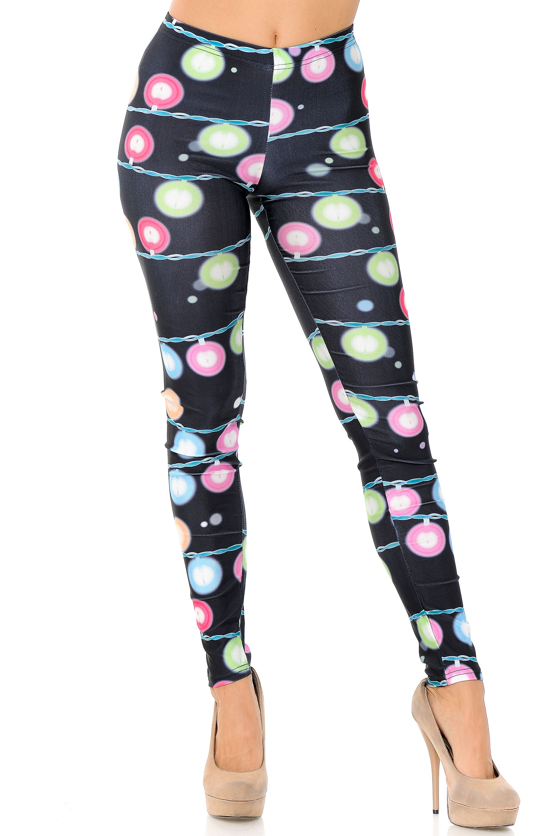 Wholesale Festive Holiday Lights Plus Size Leggings