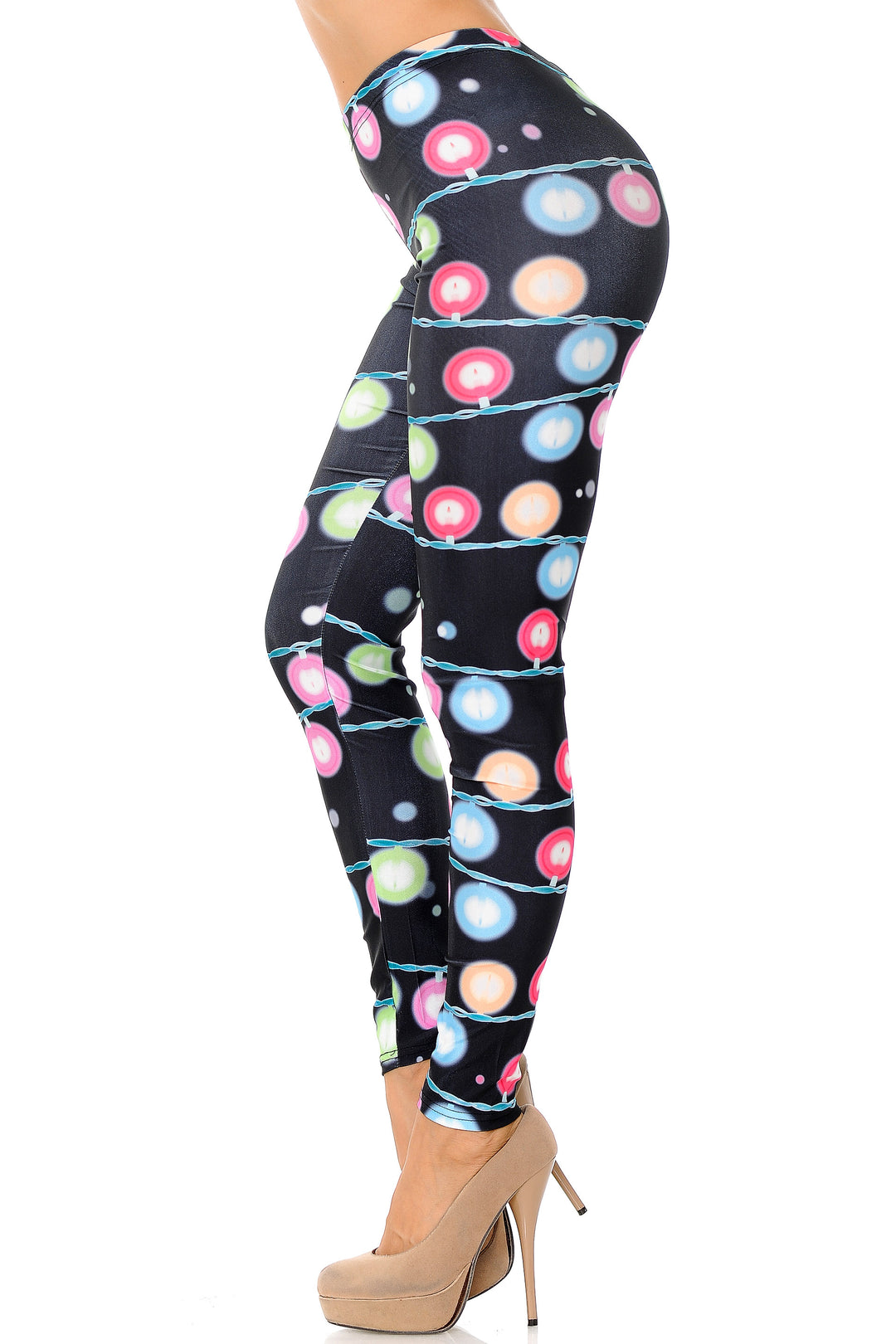 Wholesale Festive Holiday Lights Plus Size Leggings
