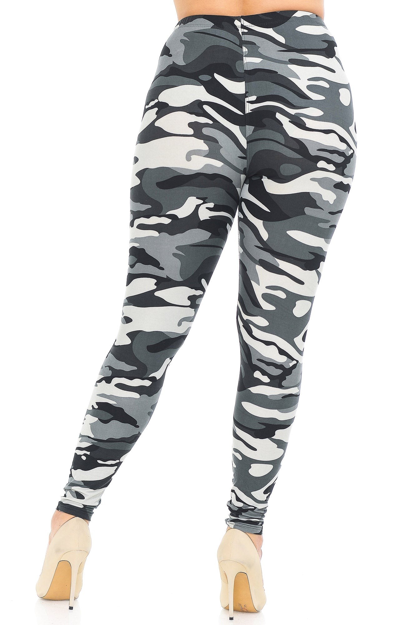 Wholesale Buttery Smooth Charcoal Camouflage Plus Size Leggings - EEVEE