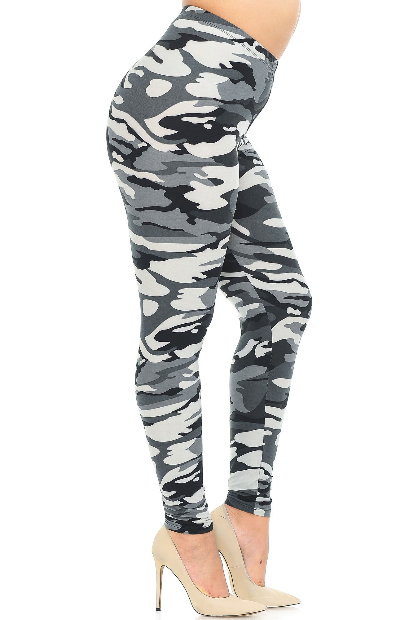 Wholesale Buttery Smooth Charcoal Camouflage Plus Size Leggings - EEVEE