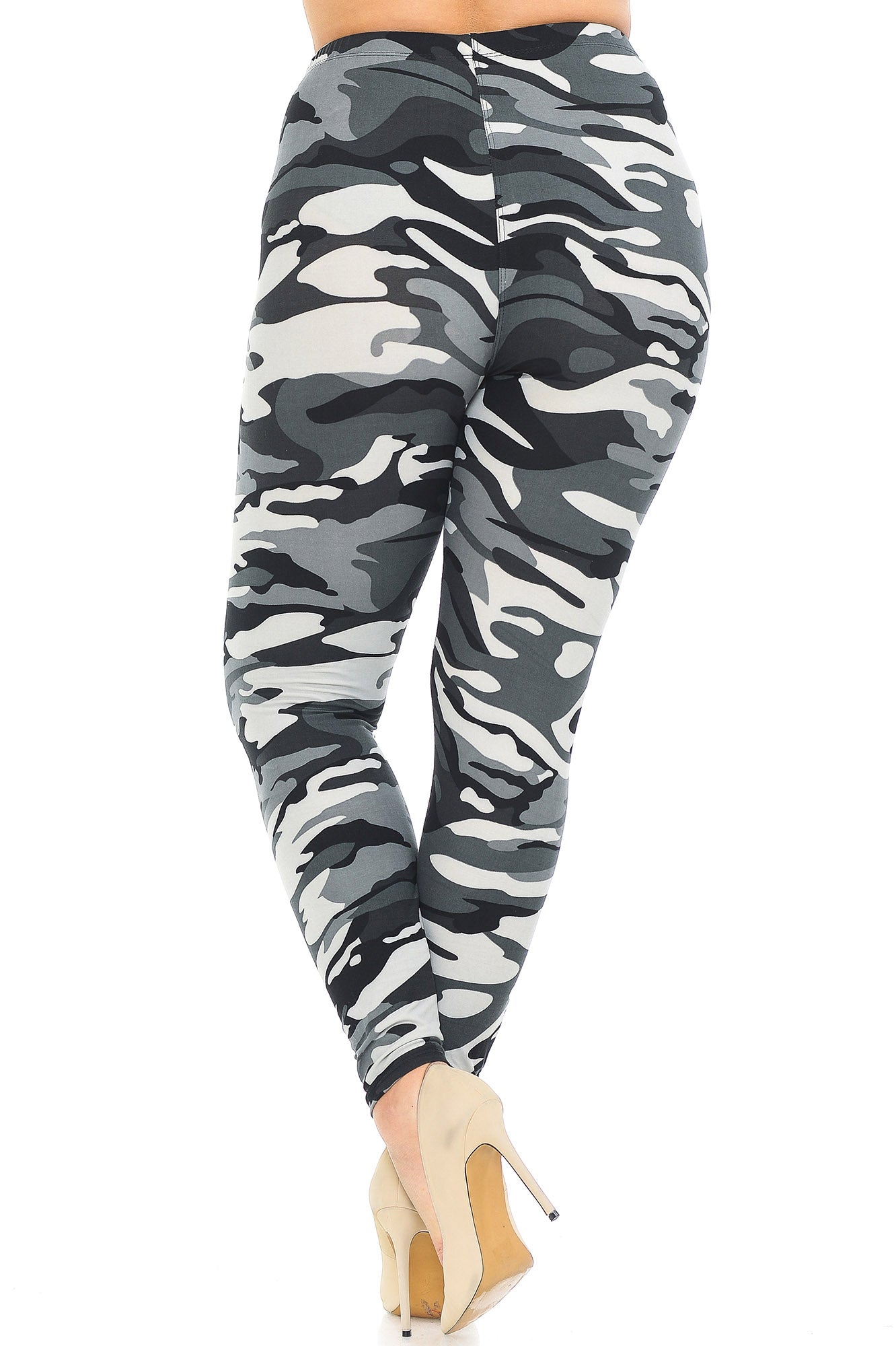 Wholesale Buttery Smooth Charcoal Camouflage Plus Size Leggings - EEVEE