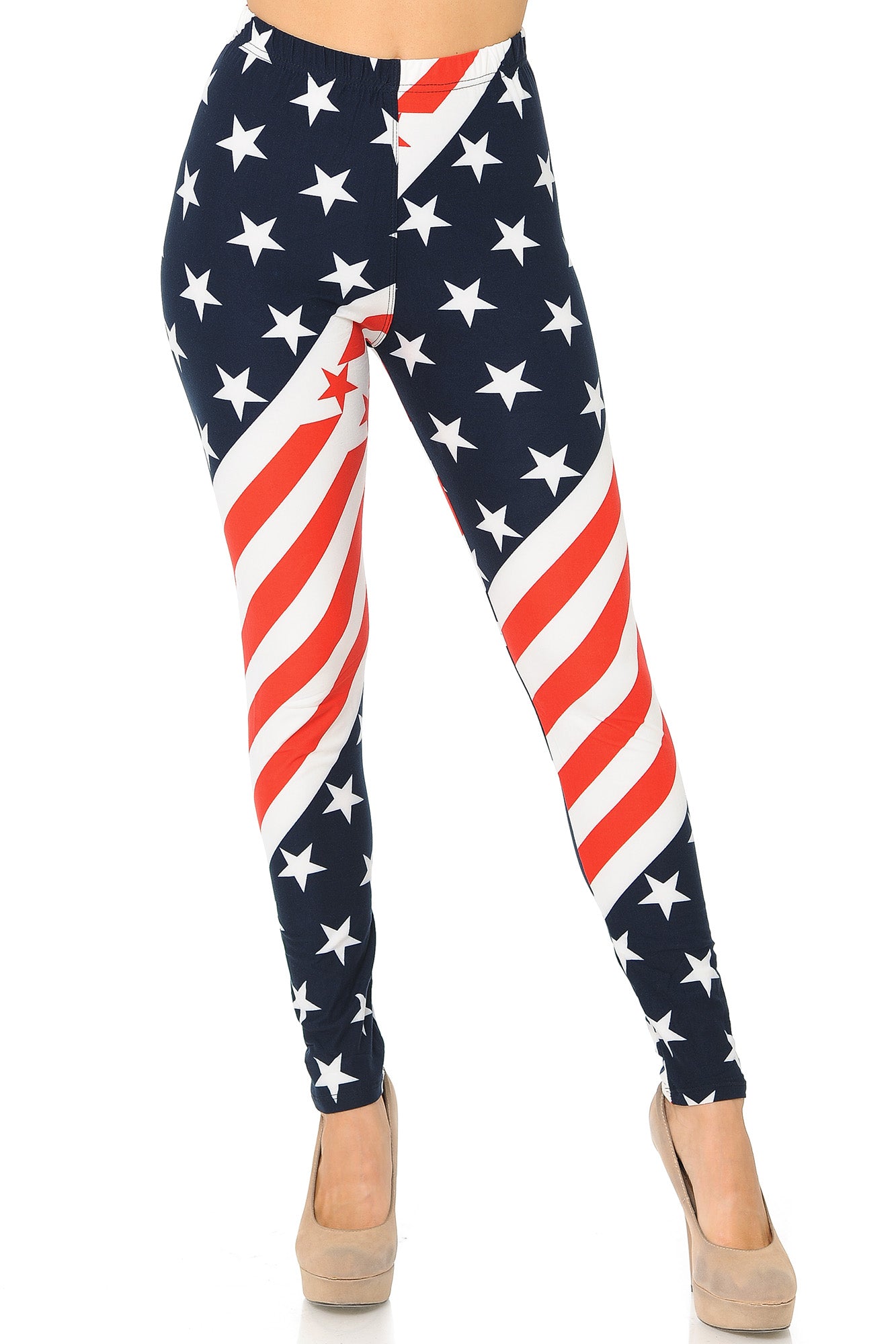 Wholesale Buttery Smooth Twisting USA Flag Plus Size Leggings