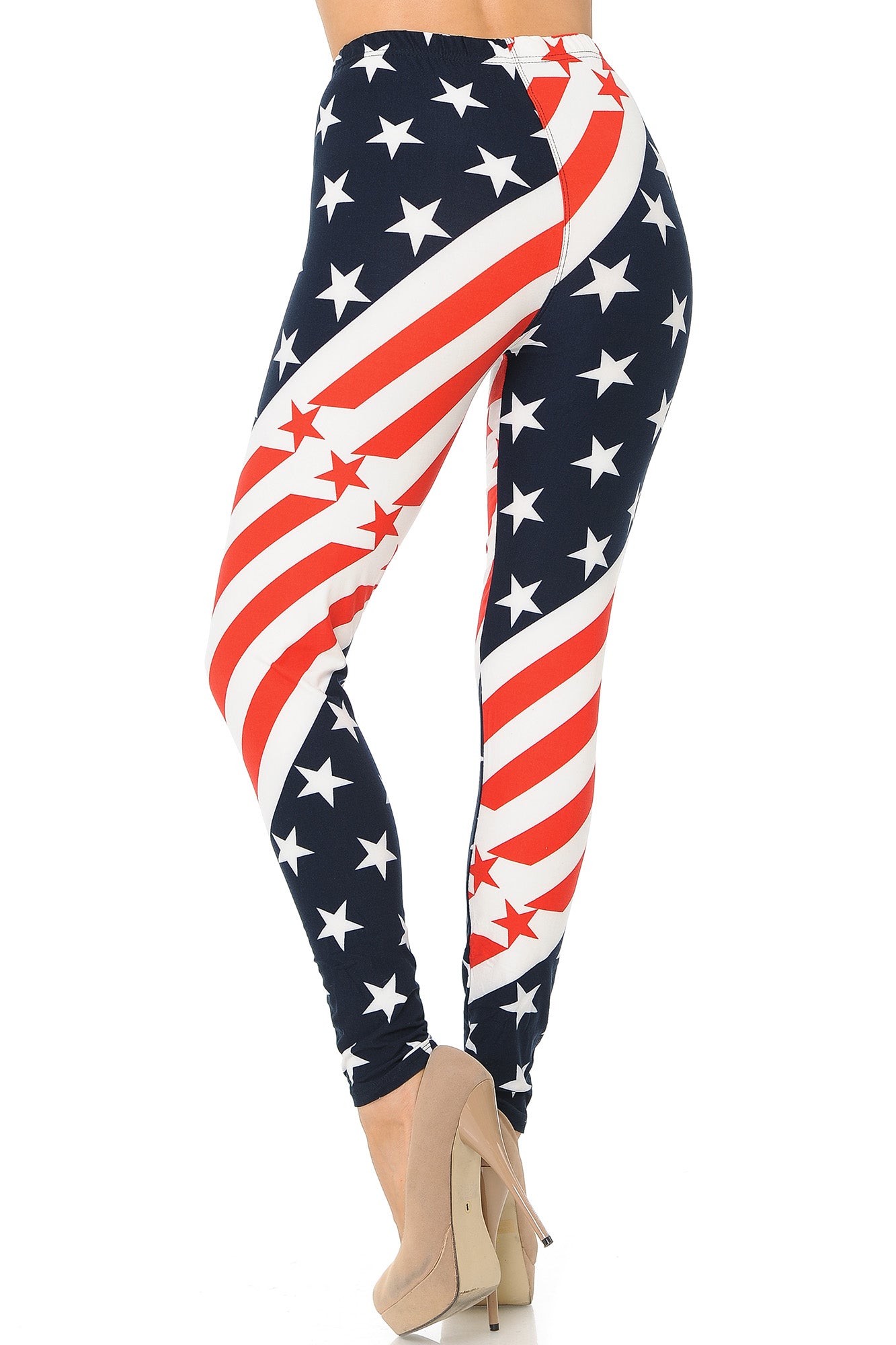 Wholesale Buttery Smooth Twisting USA Flag Plus Size Leggings