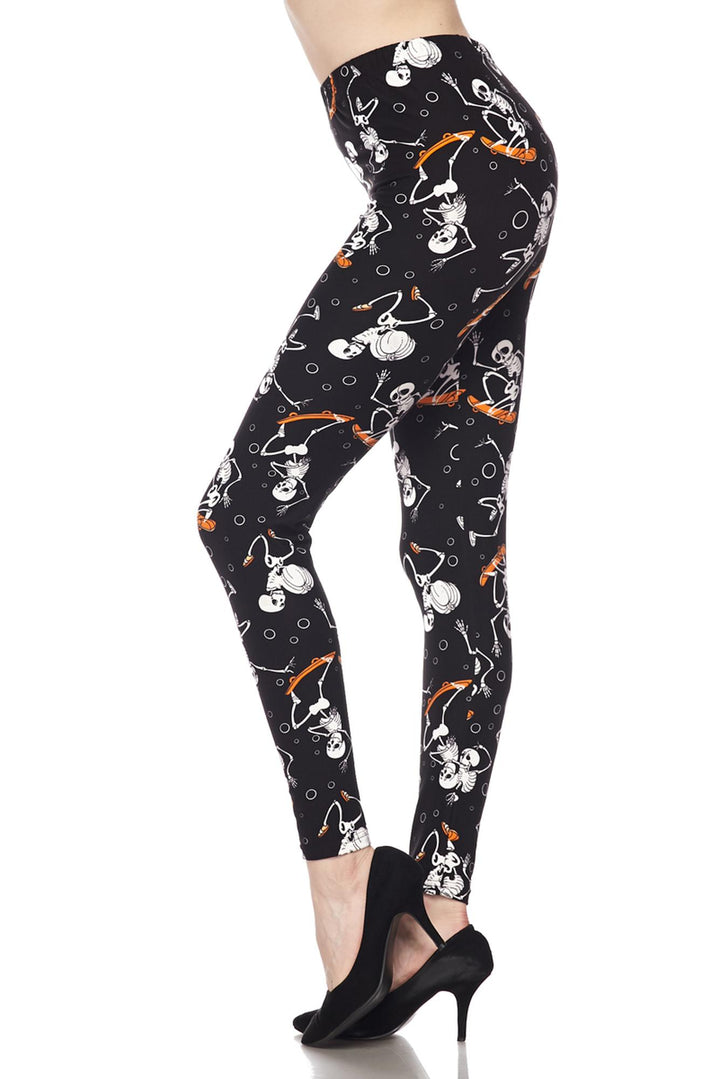 Wholesale Buttery Soft Skateboarding Skeletons Plus Size Leggings
