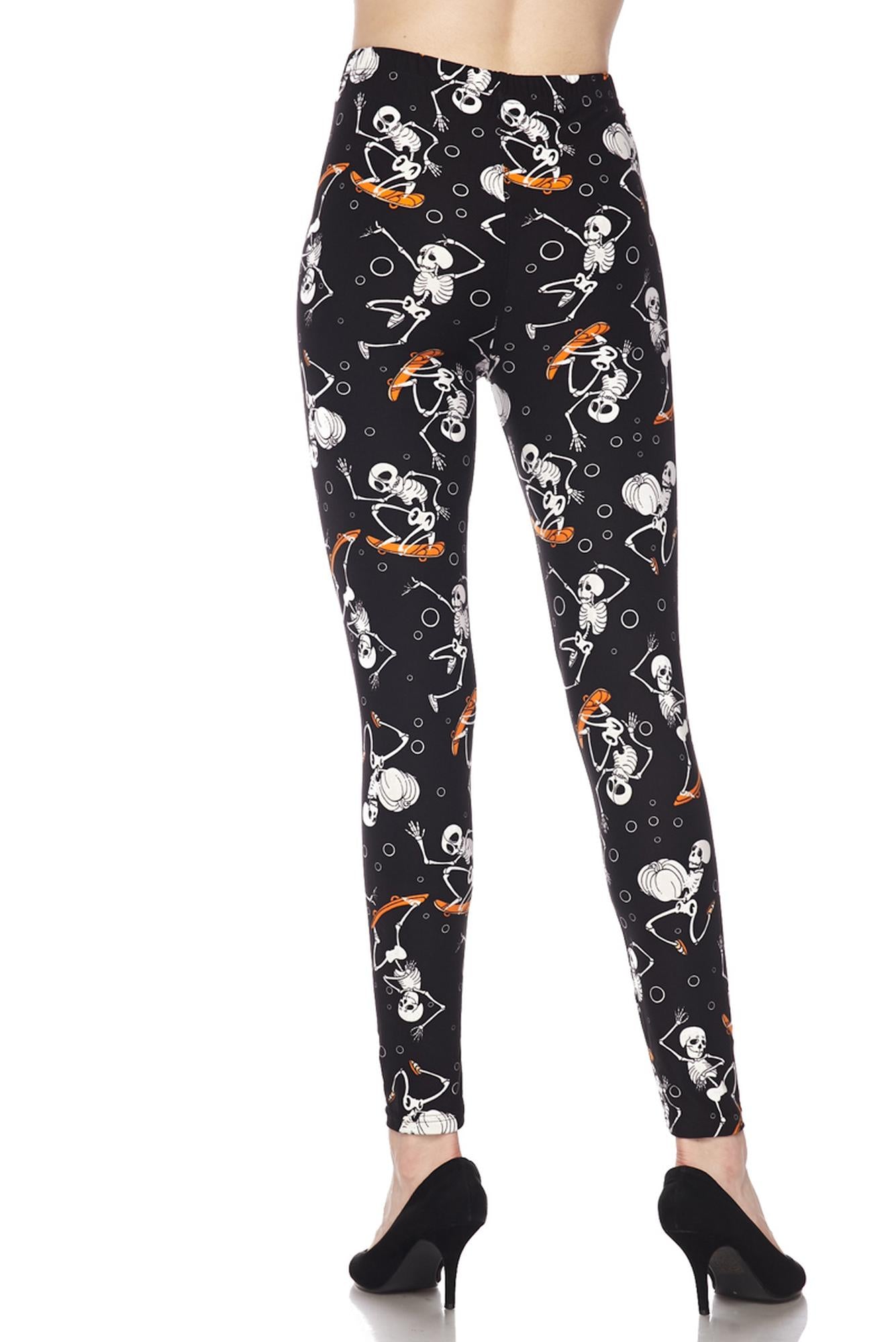 Wholesale Buttery Soft Skateboarding Skeletons Plus Size Leggings