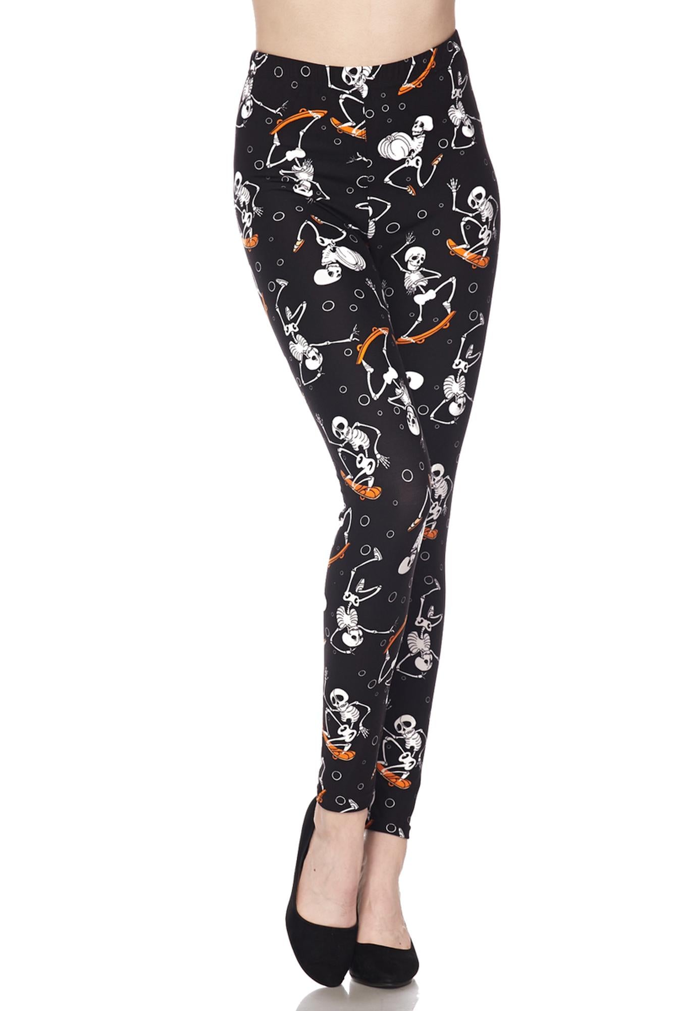 Wholesale Buttery Soft Skateboarding Skeletons Plus Size Leggings