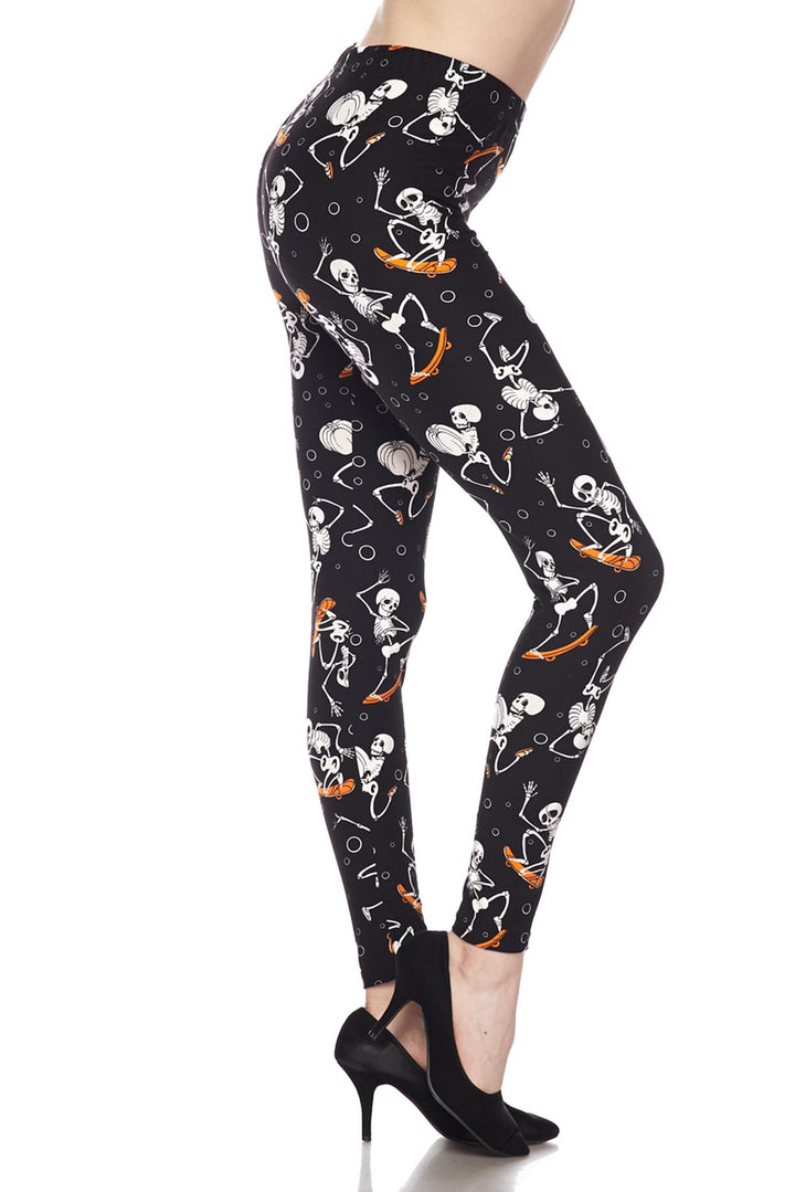Wholesale Buttery Soft Skateboarding Skeletons Plus Size Leggings