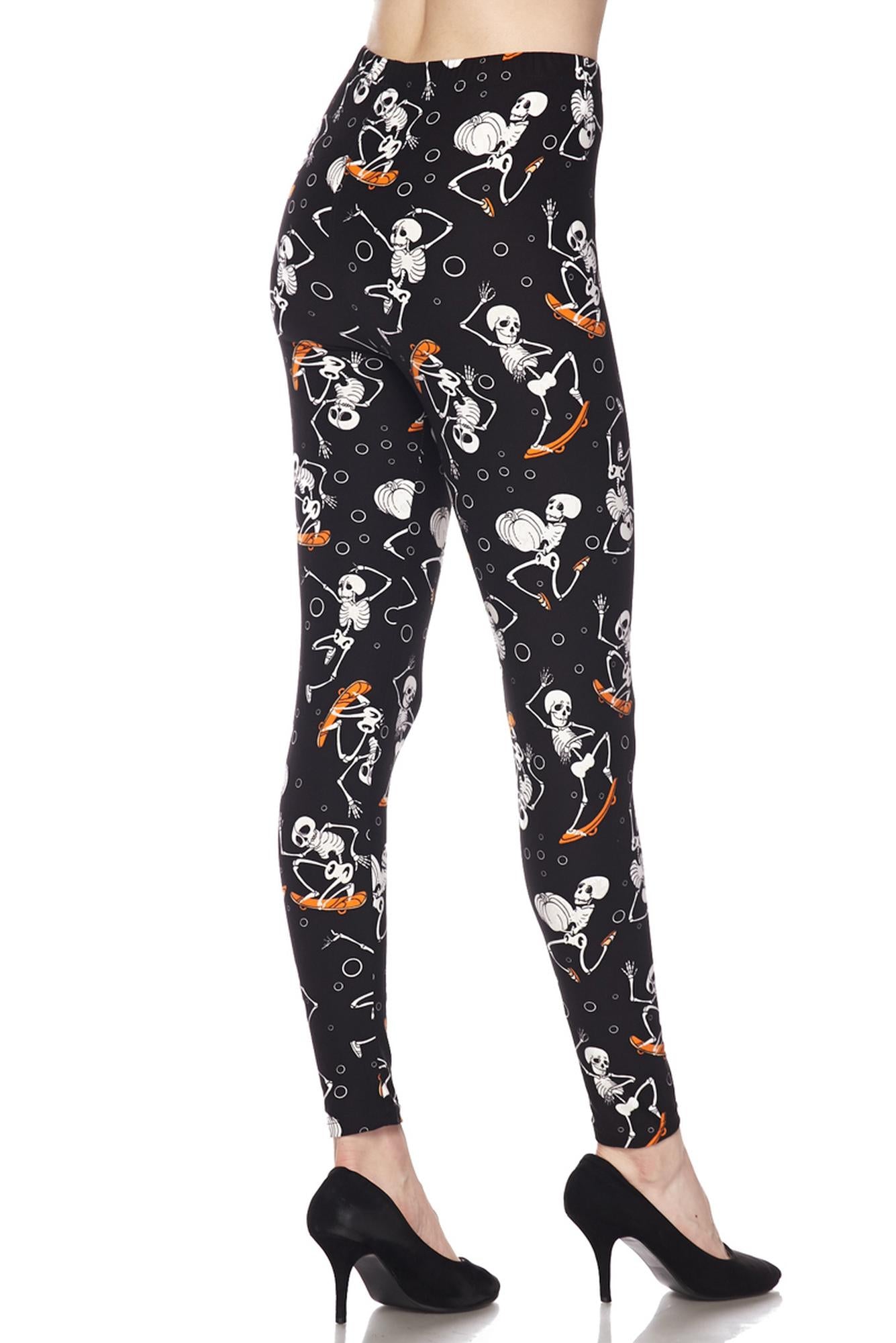 Wholesale Buttery Soft Skateboarding Skeletons Plus Size Leggings