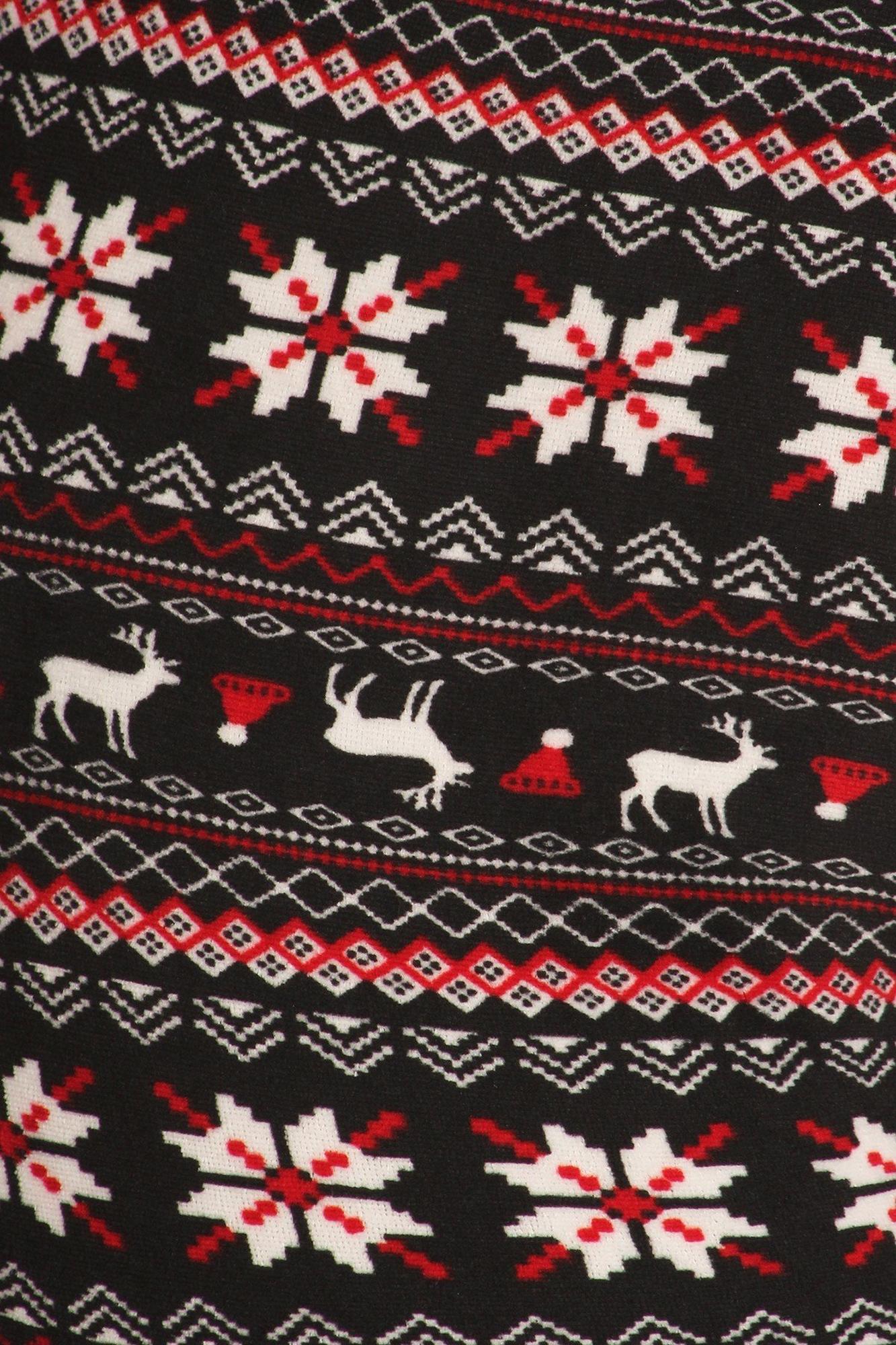 Wholesale Cozy Warm Snowflakes and Reindeer Lined Plus Size Leggings