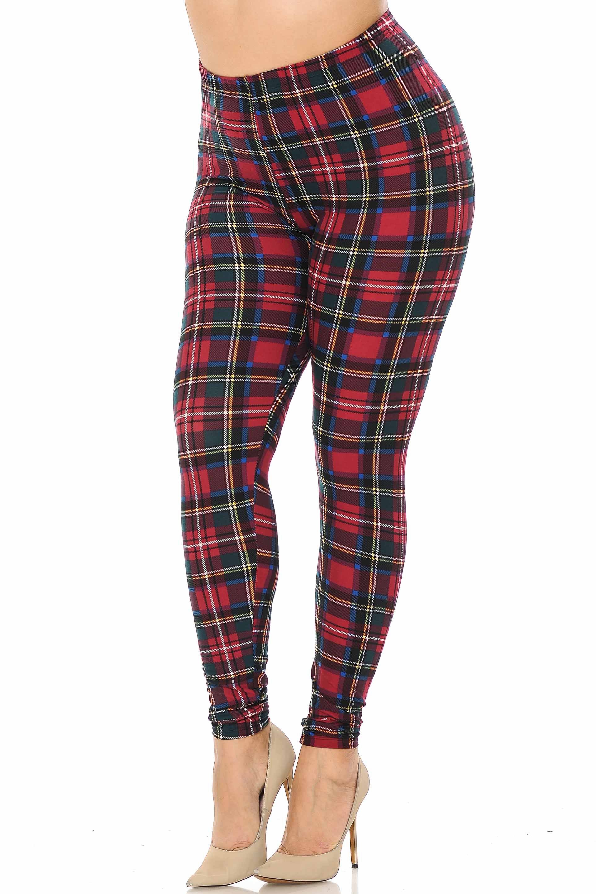 Wholesale Buttery Smooth Modish Plaid Plus Size Leggings