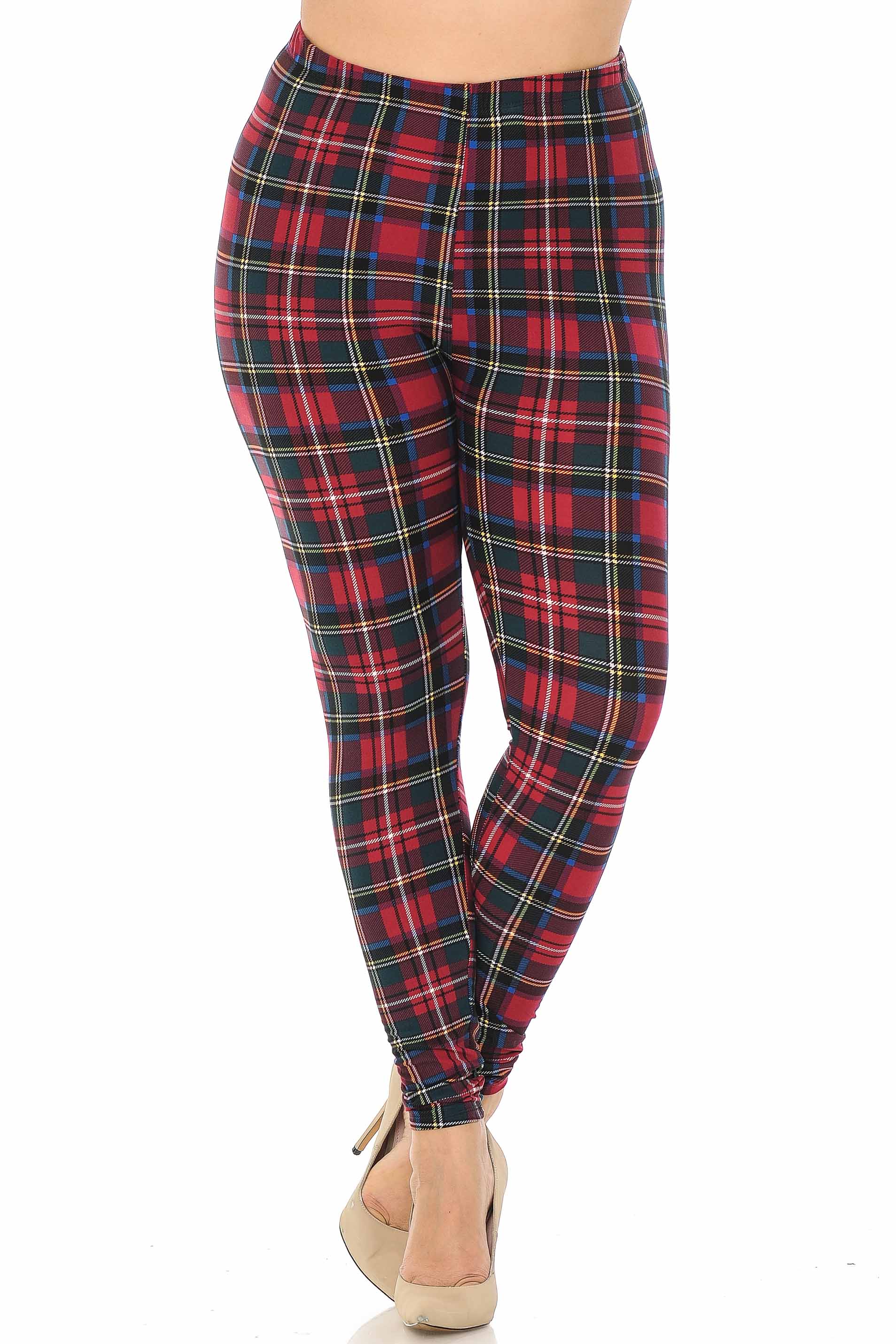 Wholesale Buttery Smooth Modish Plaid Plus Size Leggings