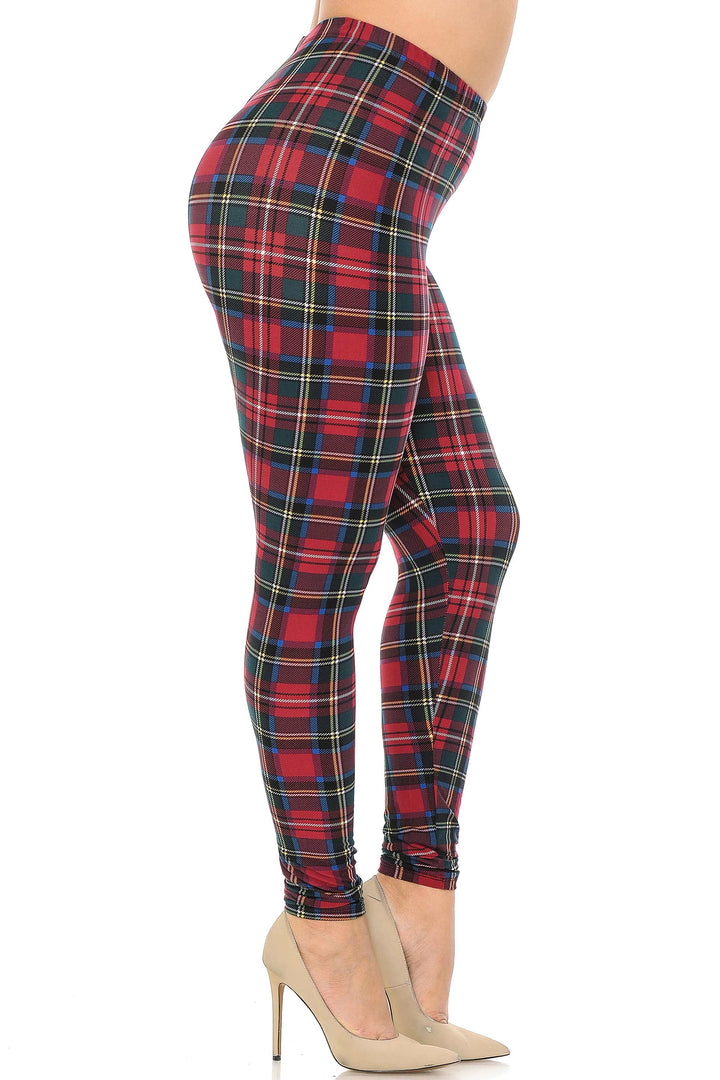 Wholesale Buttery Smooth Modish Plaid Plus Size Leggings