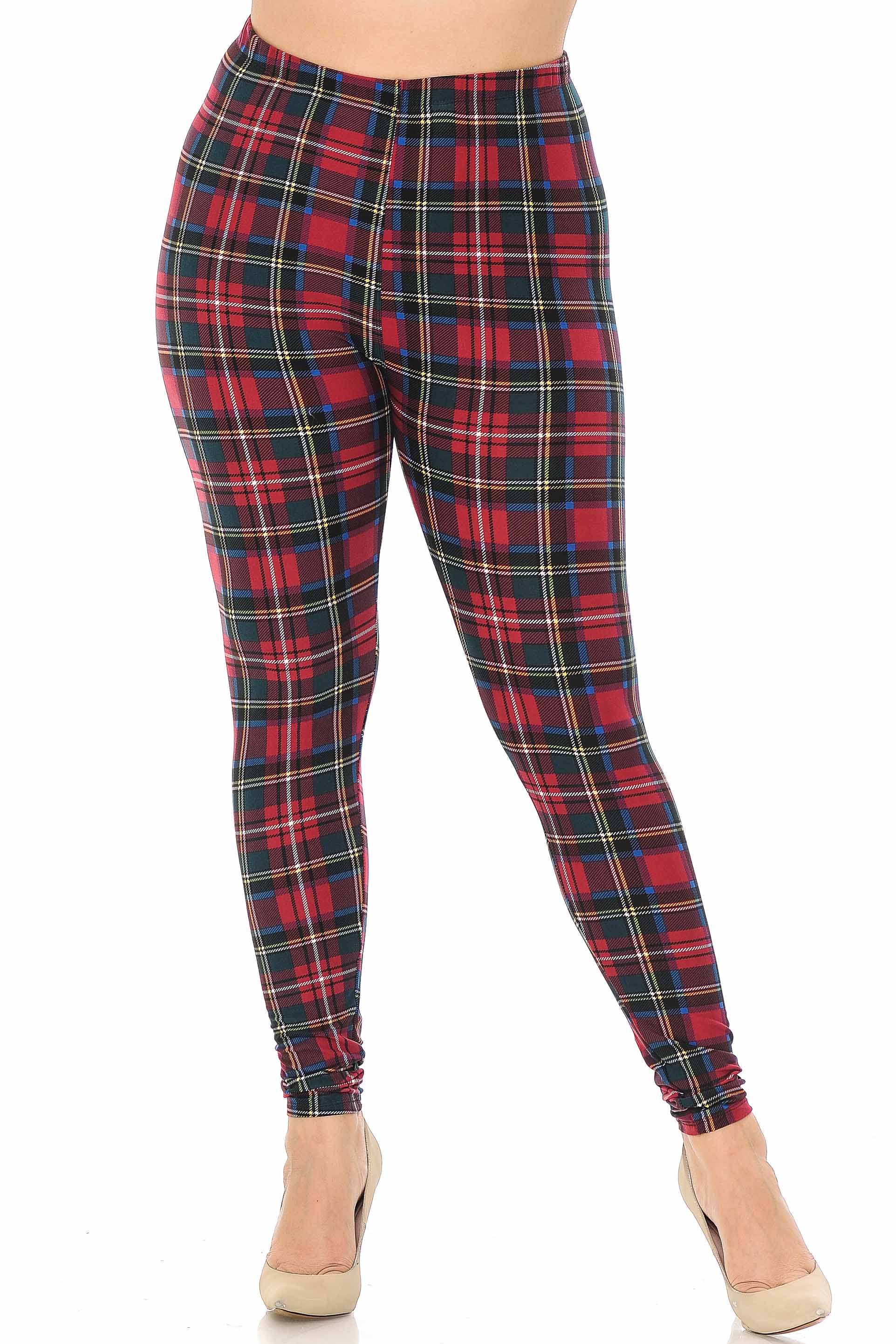 Wholesale Buttery Smooth Modish Plaid Plus Size Leggings