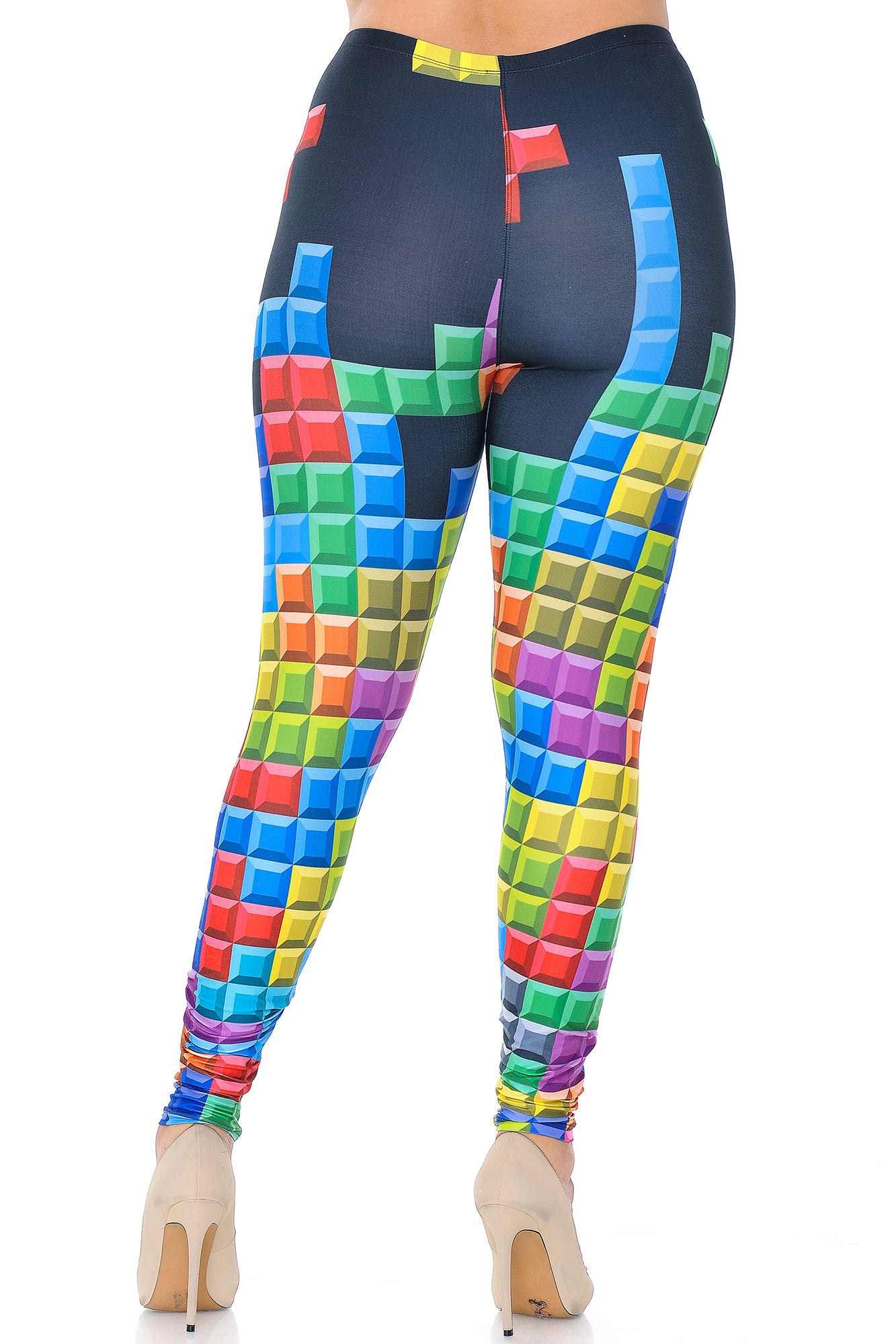 Wholesale Creamy Soft Tetris Plus Size Leggings - USA Fashion