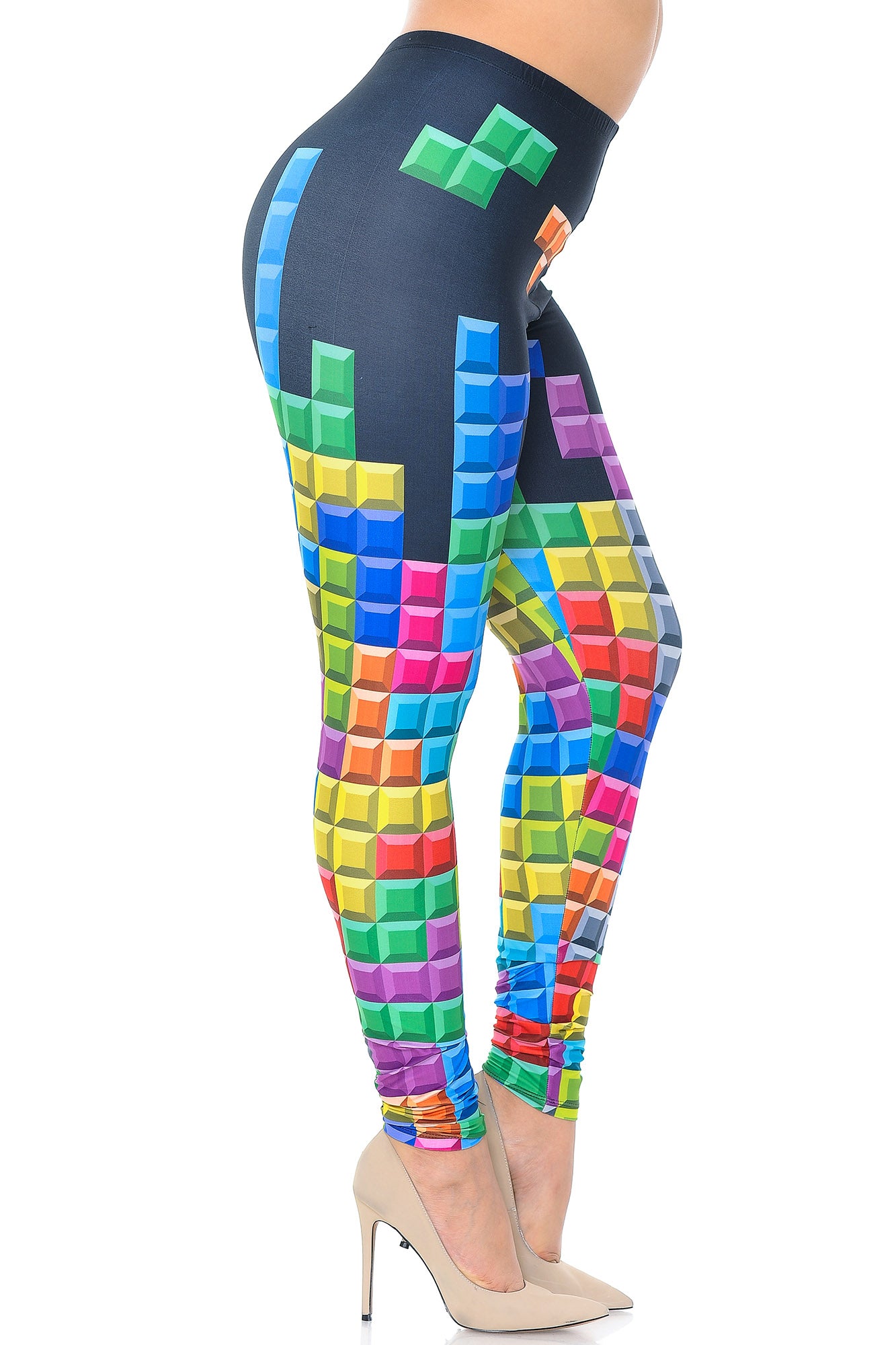 Wholesale Creamy Soft Tetris Plus Size Leggings - USA Fashion