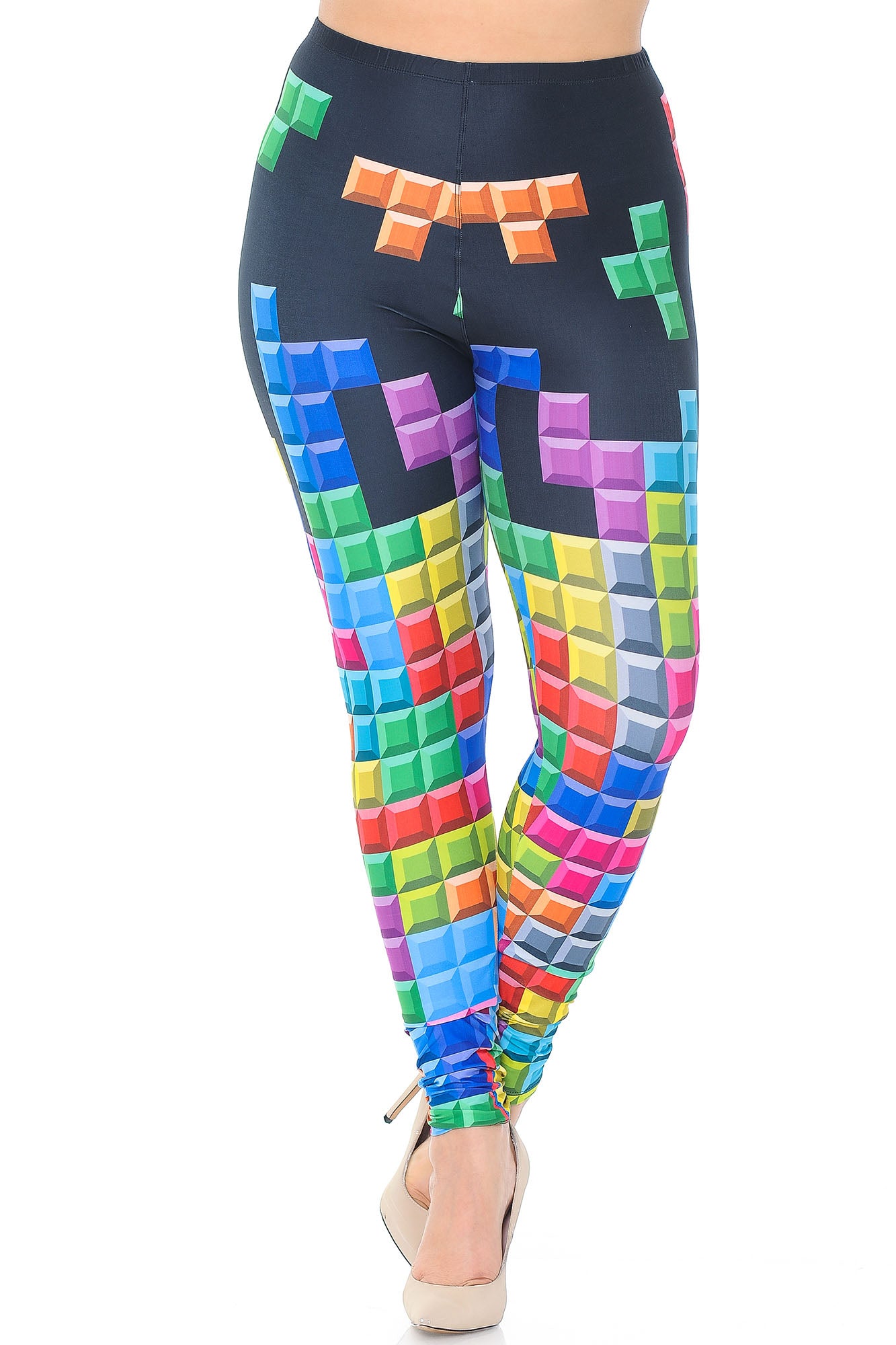 Wholesale Creamy Soft Tetris Plus Size Leggings - USA Fashion
