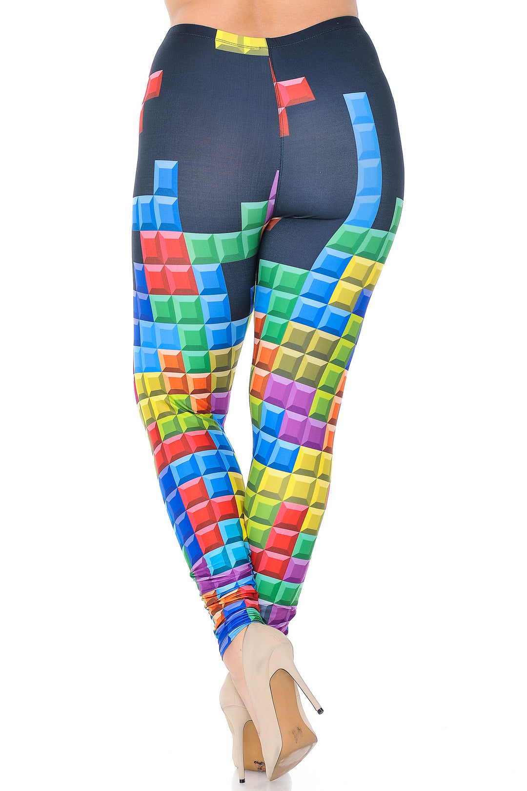 Wholesale Creamy Soft Tetris Plus Size Leggings - USA Fashion