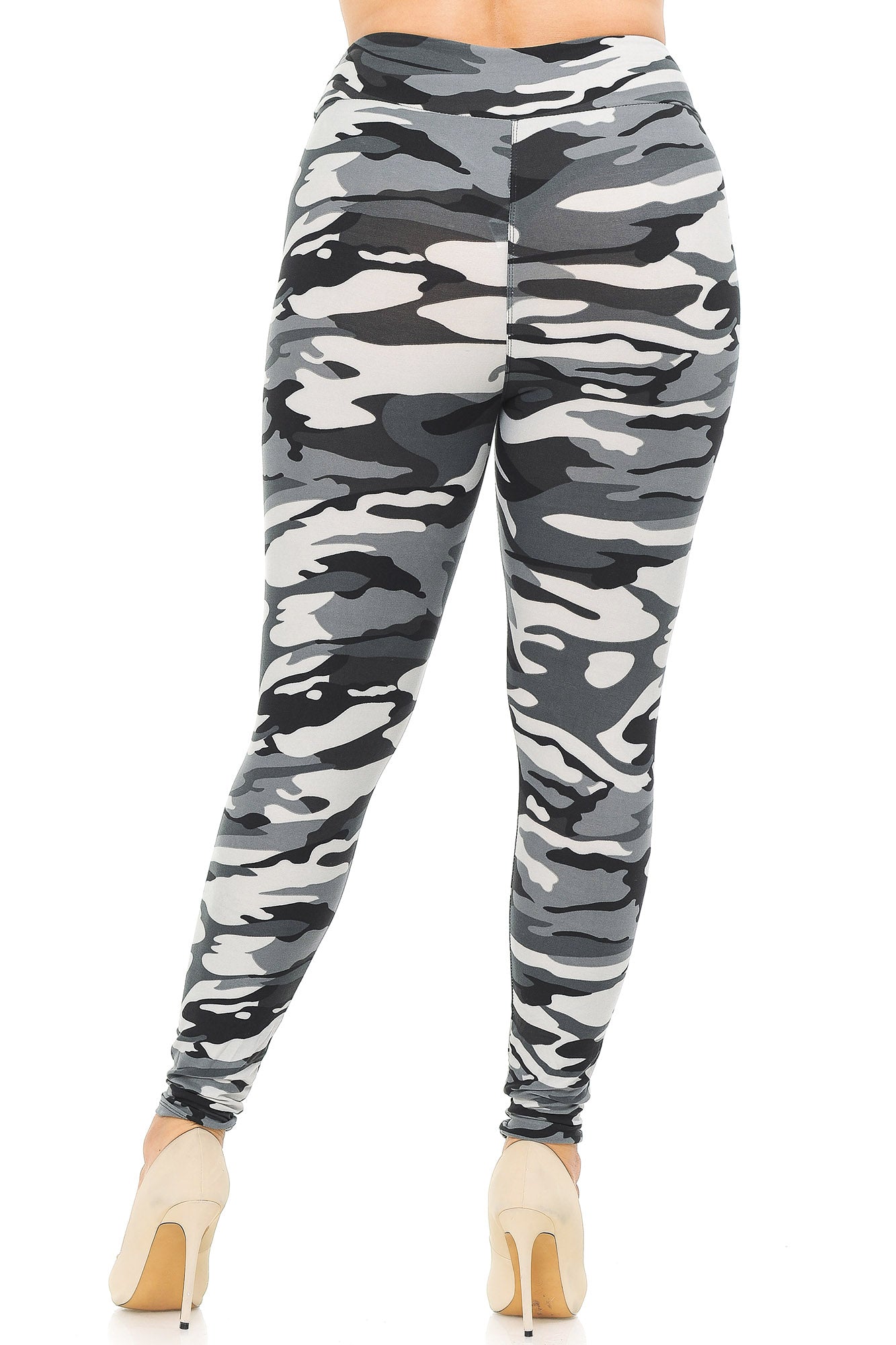Wholesale Buttery Smooth Charcoal Camouflage High Waisted Plus Size Leggings - EEVEE