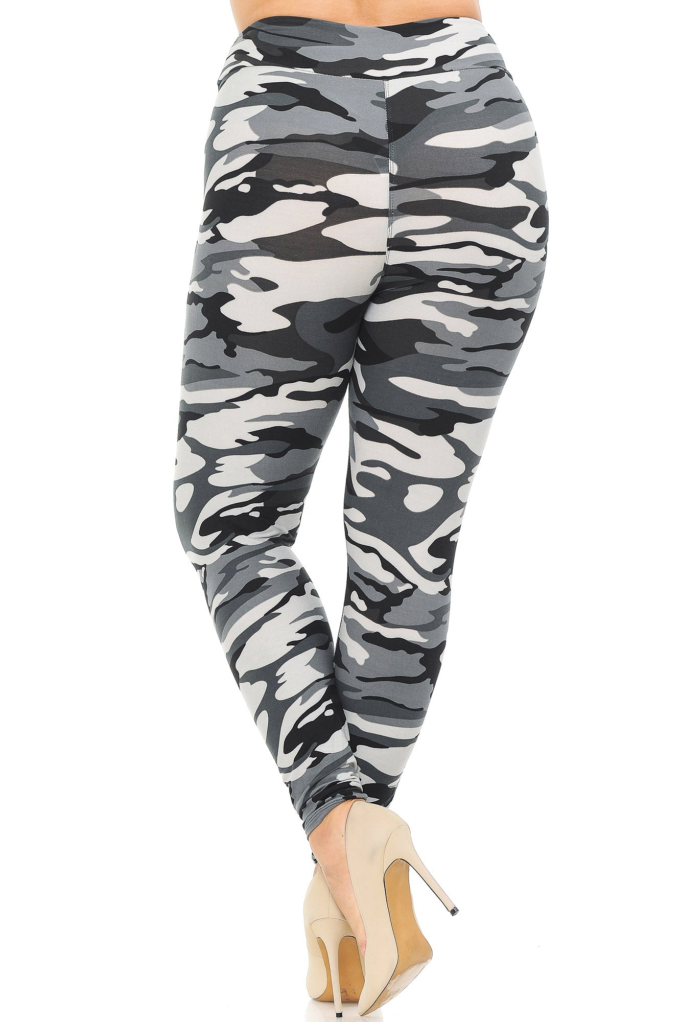 Wholesale Buttery Smooth Charcoal Camouflage High Waisted Plus Size Leggings - EEVEE