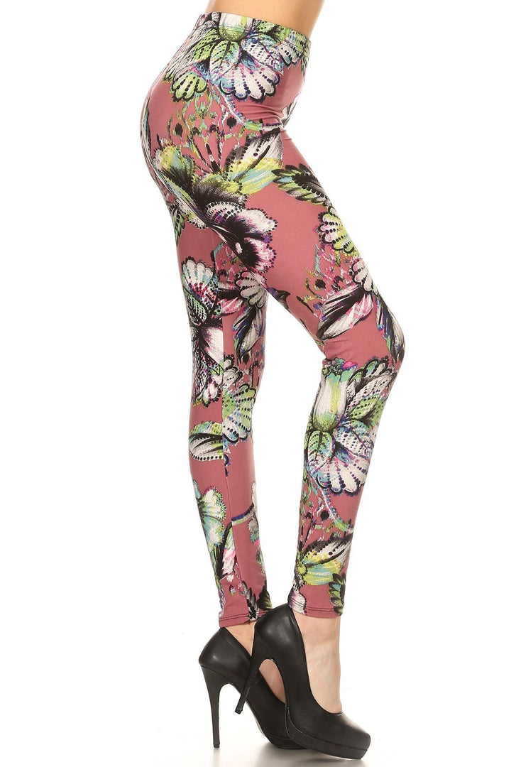 Wholesale Buttery Smooth Mauve Jumbo Floral Leggings