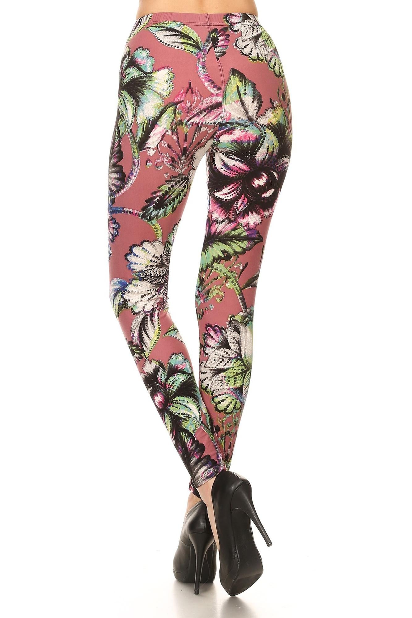 Wholesale Buttery Smooth Mauve Jumbo Floral Leggings