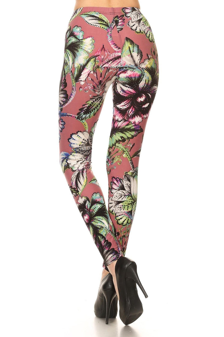 Wholesale Buttery Smooth Mauve Jumbo Floral Leggings