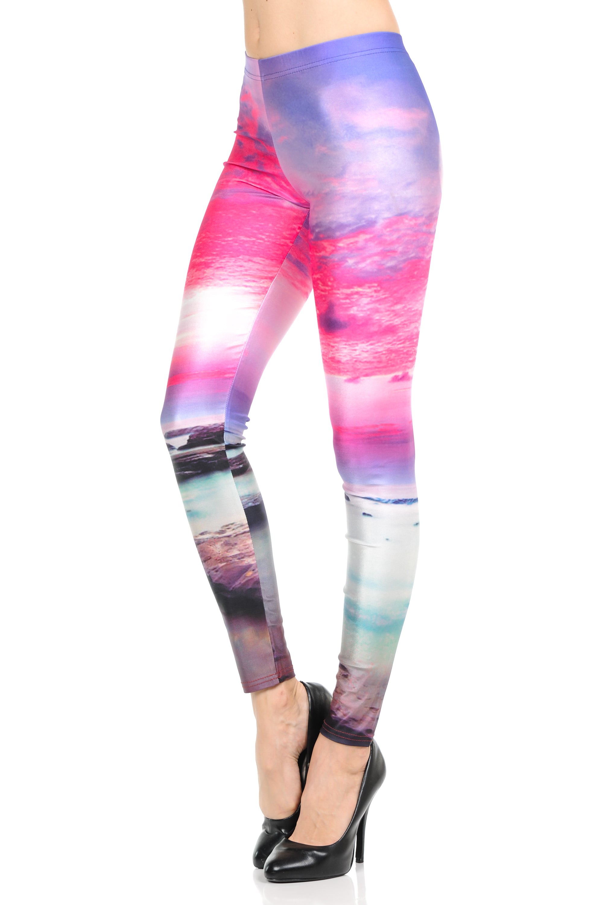 Wholesale Premium Graphic Print Vibrant Sunset Leggings