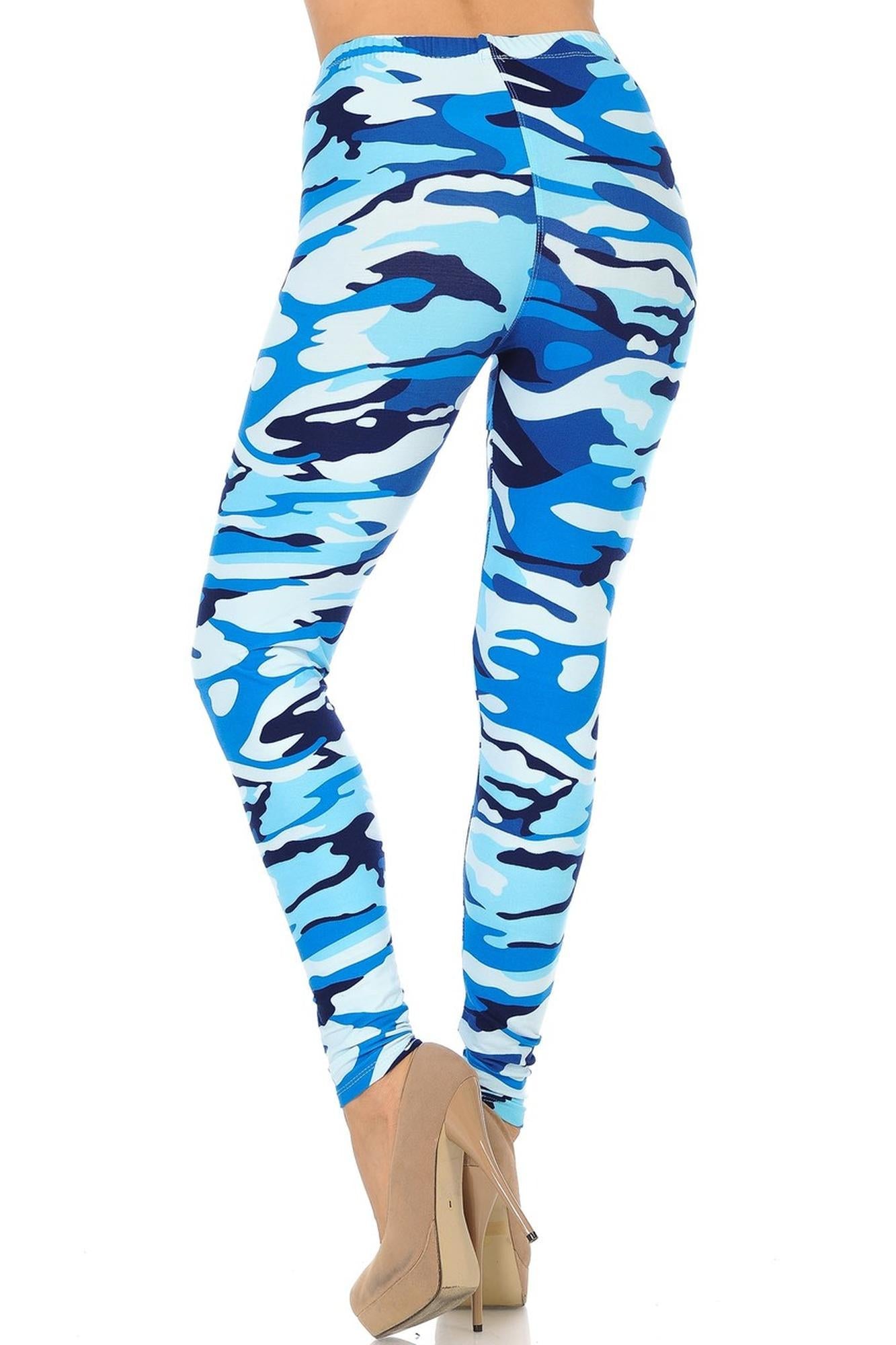 Wholesale Buttery Smooth Blue Camouflage Leggings - EEVEE