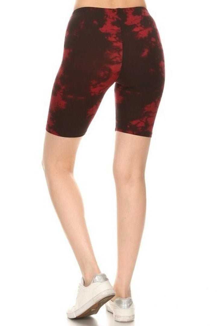 Wholesale Buttery Smooth Burgundy Tie Dye Biker Shorts